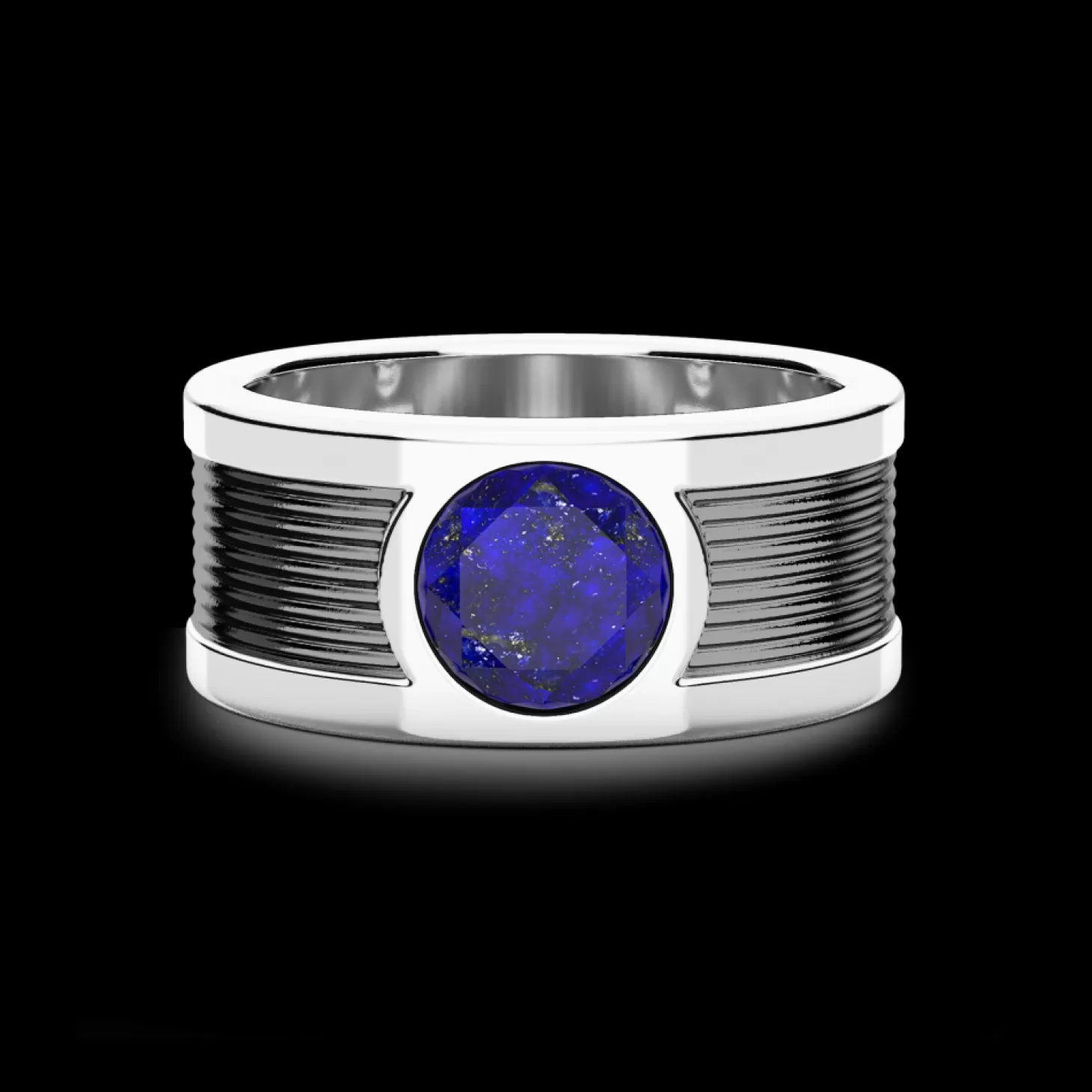 Zancan Gioielli Anello A Fascia Zancan In Argento Con Pietra Lapis Centrale.> Anelli