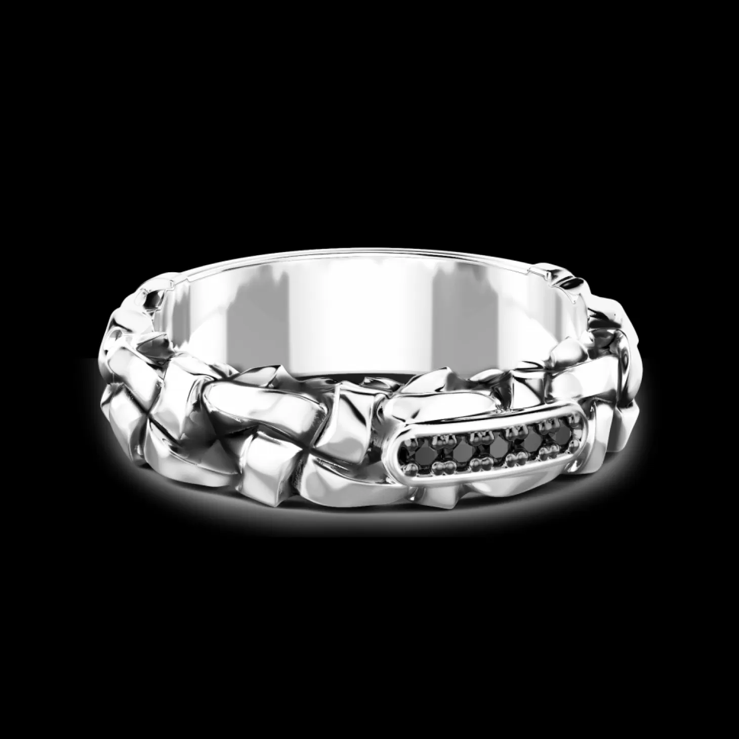 Zancan Gioielli Anello A Fede Zancan In Argento Con Pietre Nere.> Anelli