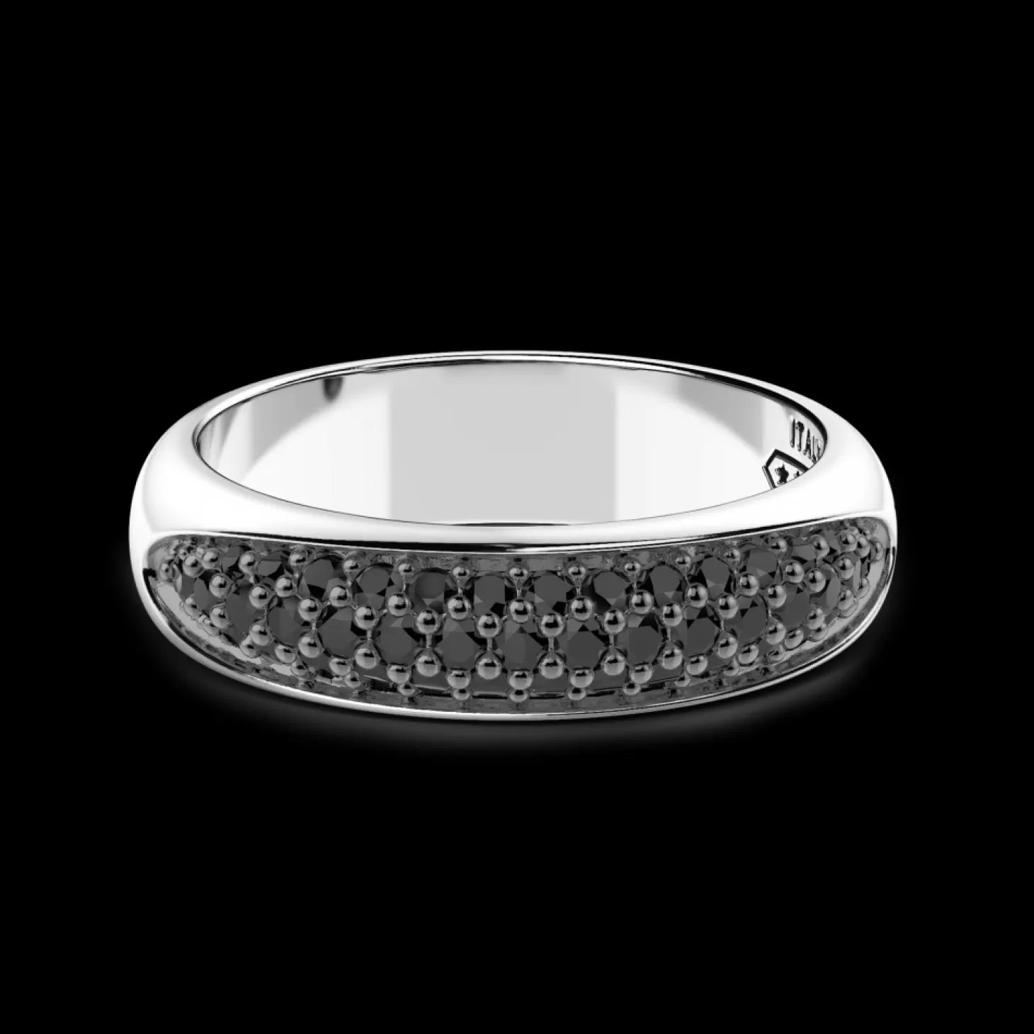 Zancan Gioielli Anello A Fede Zancan In Argento Con Pietre Nere.> Anelli