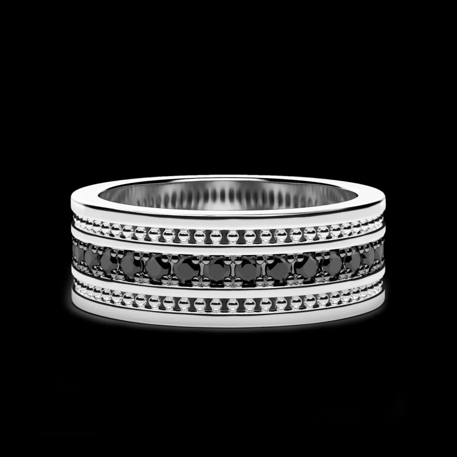 Zancan Gioielli Anello A Fede Zancan In Argento Con Pietre Nere.> Anelli