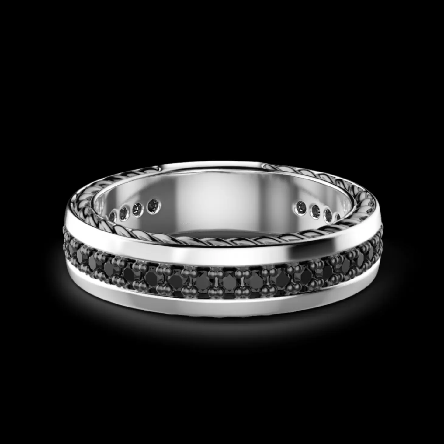 Zancan Gioielli Anello A Fede Zancan In Argento Con Pietre Nere.> Anelli