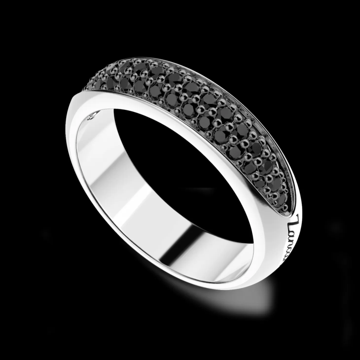 Zancan Gioielli Anello A Fede Zancan In Argento Con Pietre Nere.> Anelli