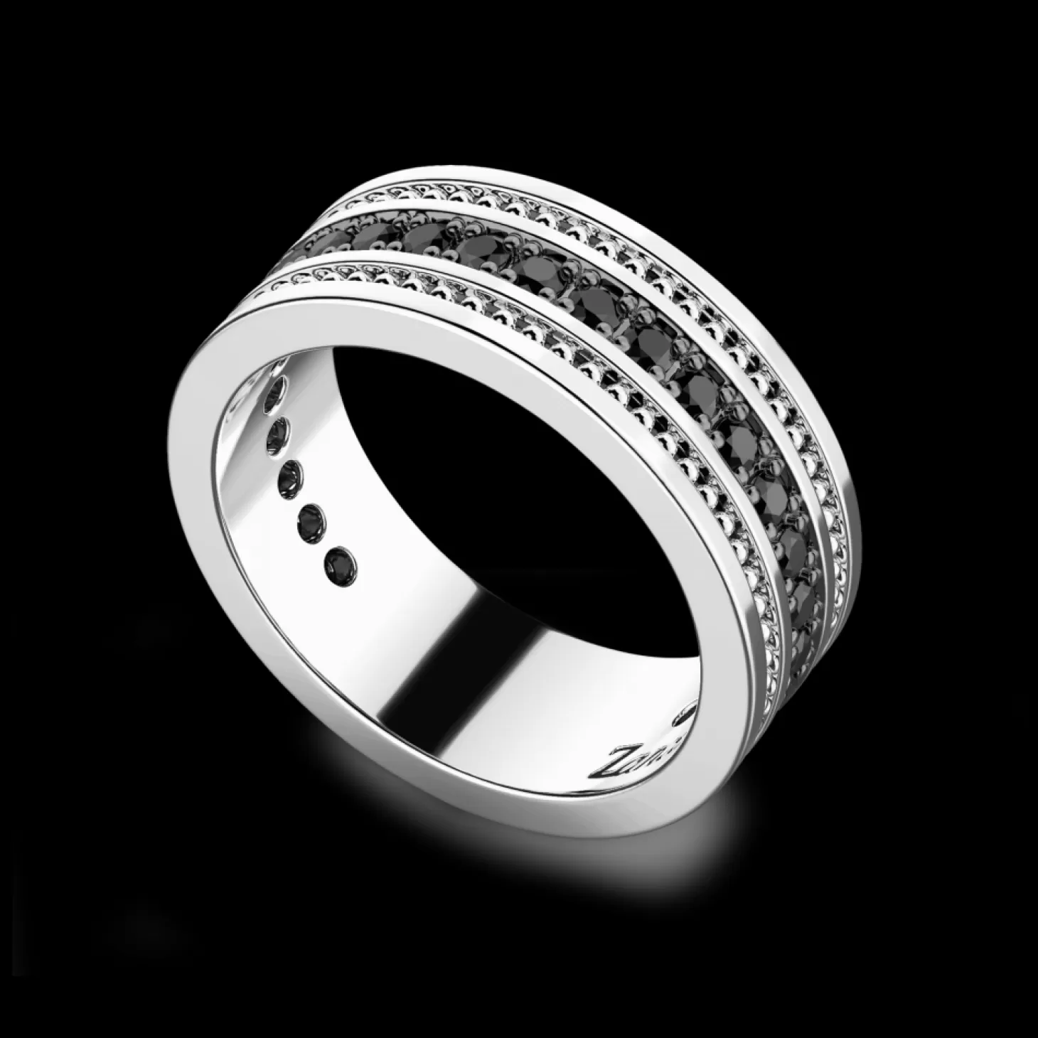 Zancan Gioielli Anello A Fede Zancan In Argento Con Pietre Nere.> Anelli