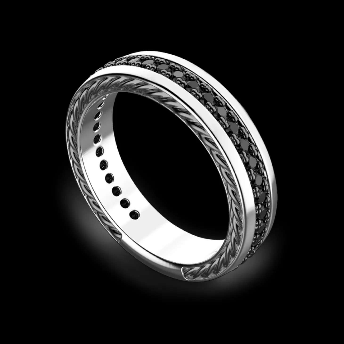 Zancan Gioielli Anello A Fede Zancan In Argento Con Pietre Nere.> Anelli