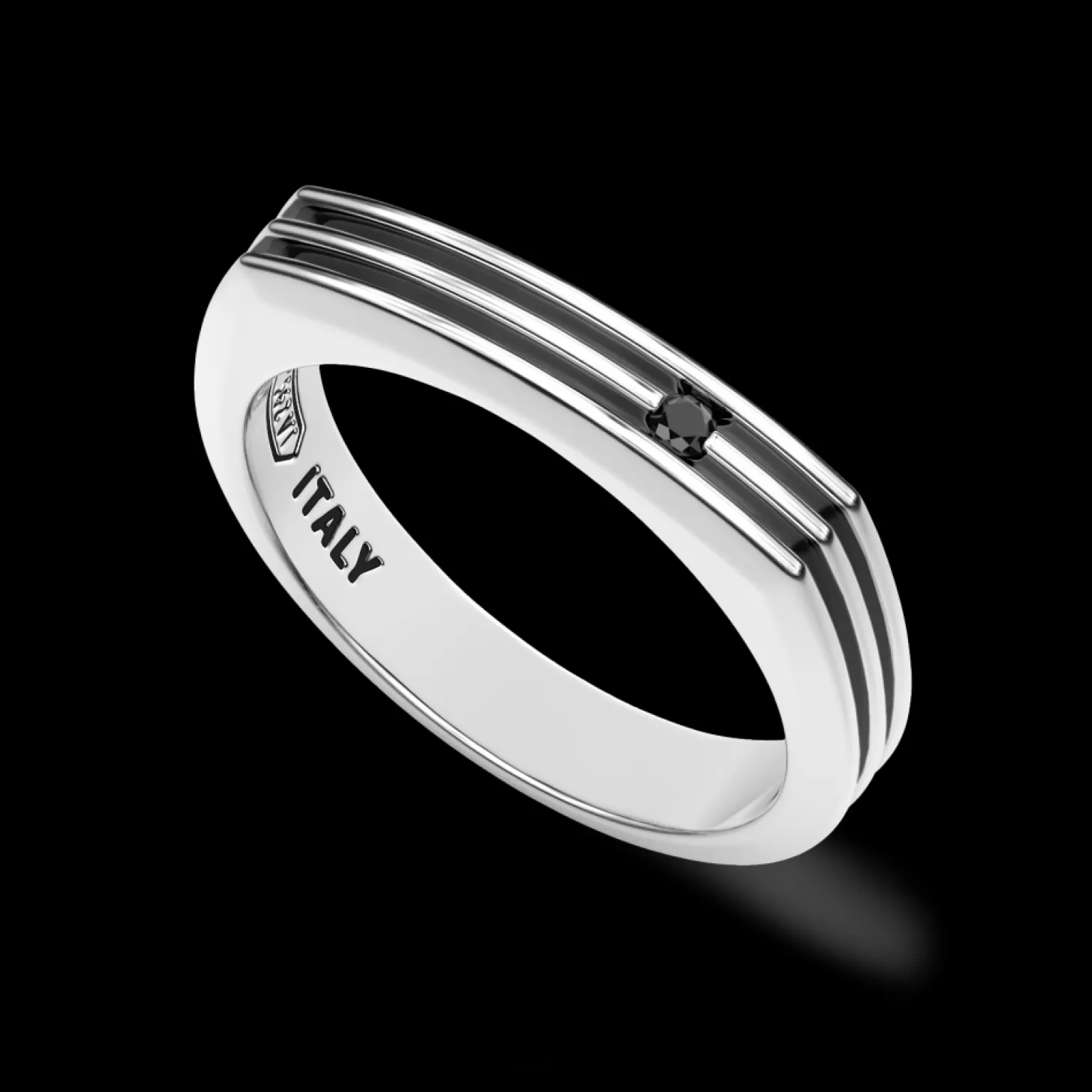 Zancan Gioielli Anello A Fede Zancan In Argento Con Pietre Nere.> Anelli