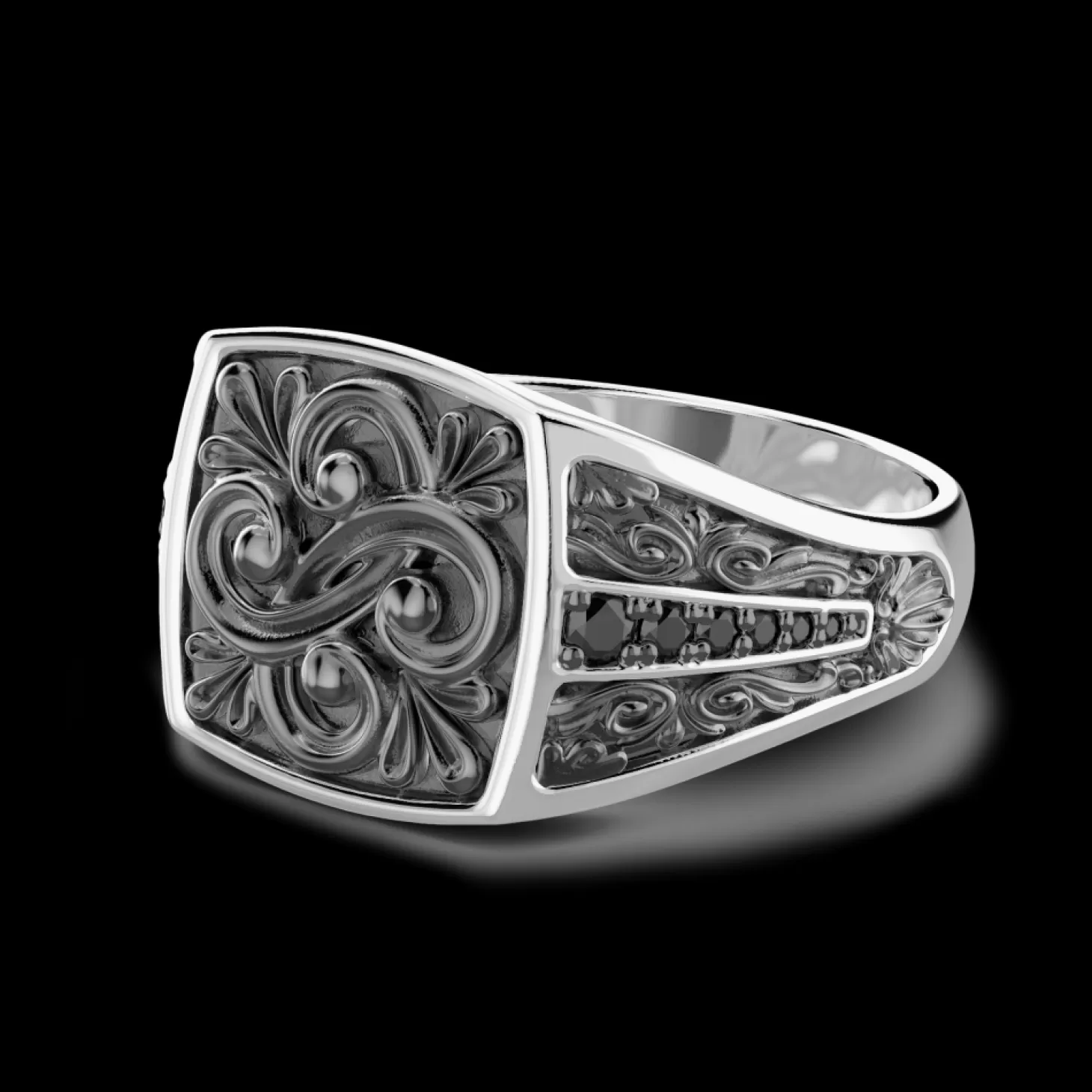 Zancan Gioielli Anello Chevalier Zancan In Argento E Pietre Nere.> Anelli