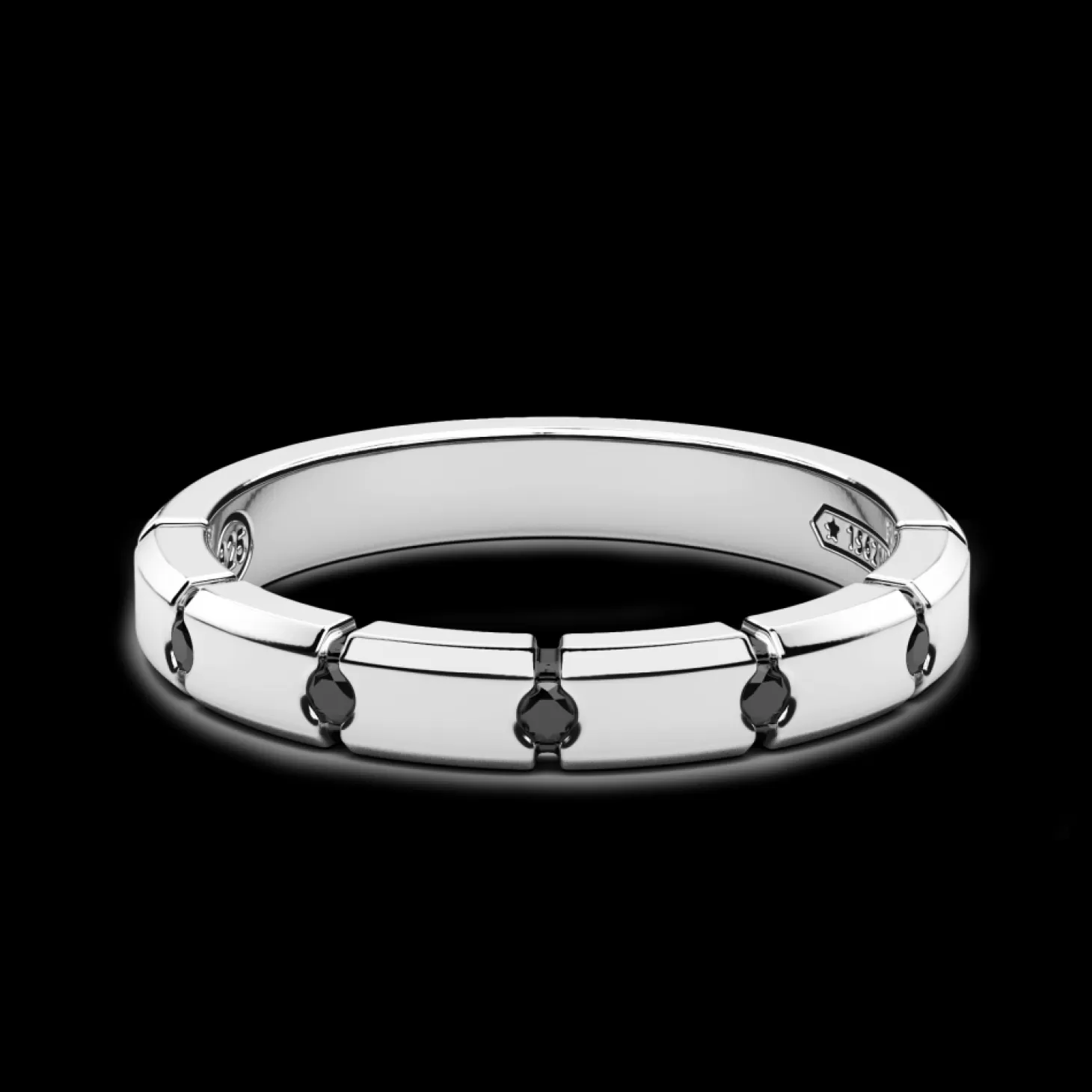 Zancan Gioielli Anello In Argento Con Pietre Nere.> Anelli