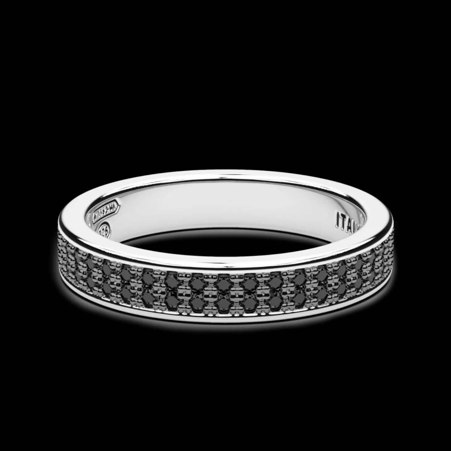 Zancan Gioielli Anello In Argento Con Pietre Nere.> Anelli