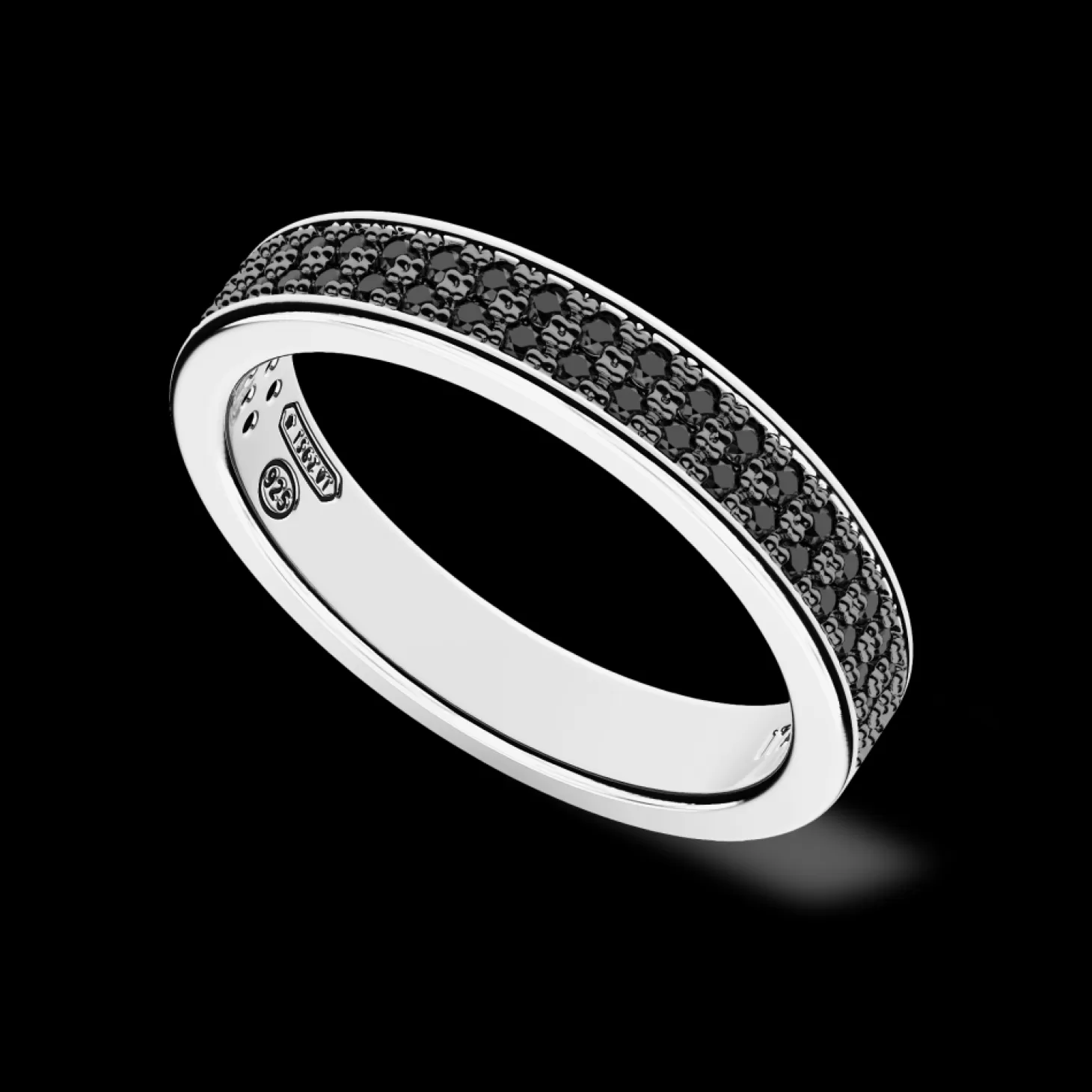 Zancan Gioielli Anello In Argento Con Pietre Nere.> Anelli