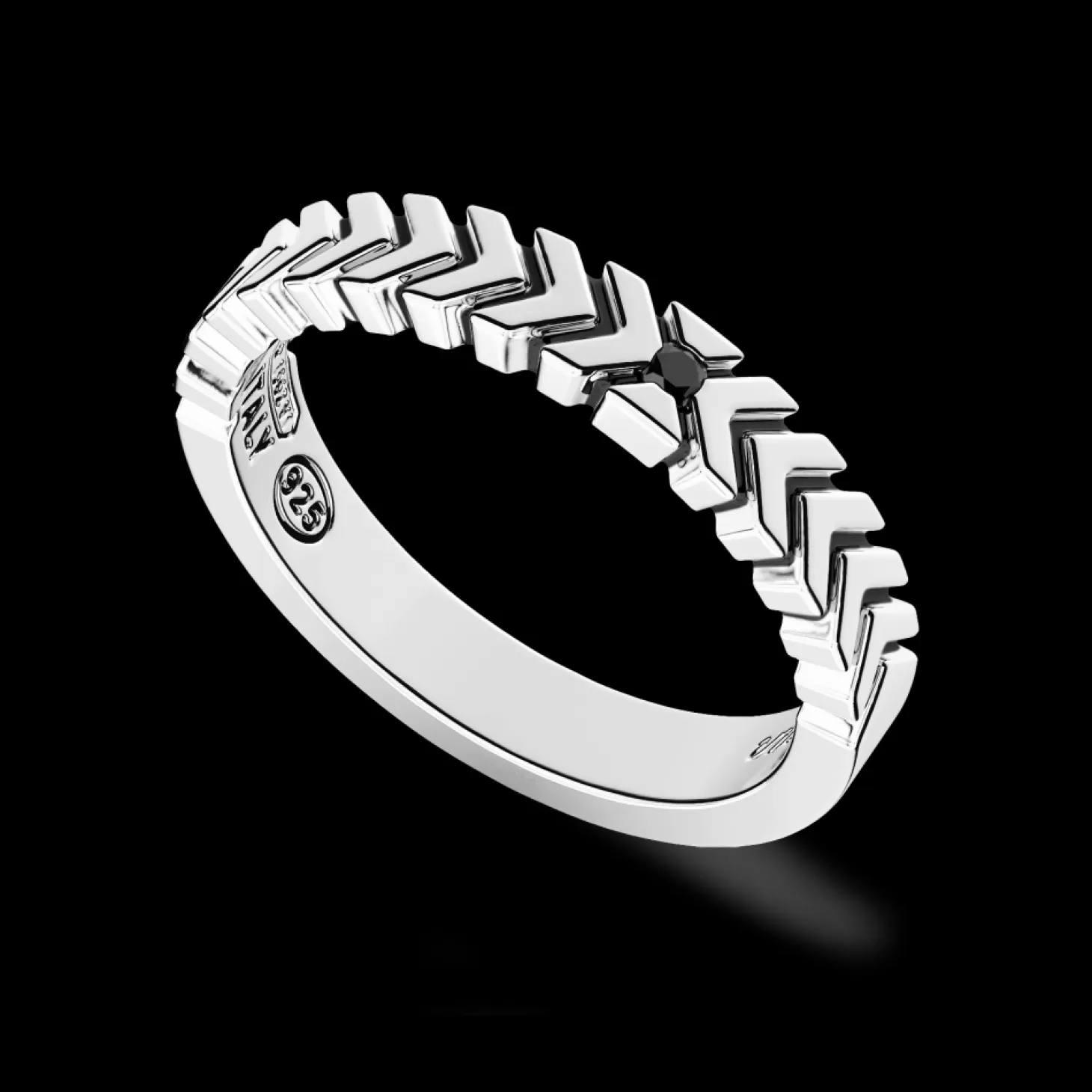 Zancan Gioielli Anello In Argento Con Spinelli Neri.> Anelli