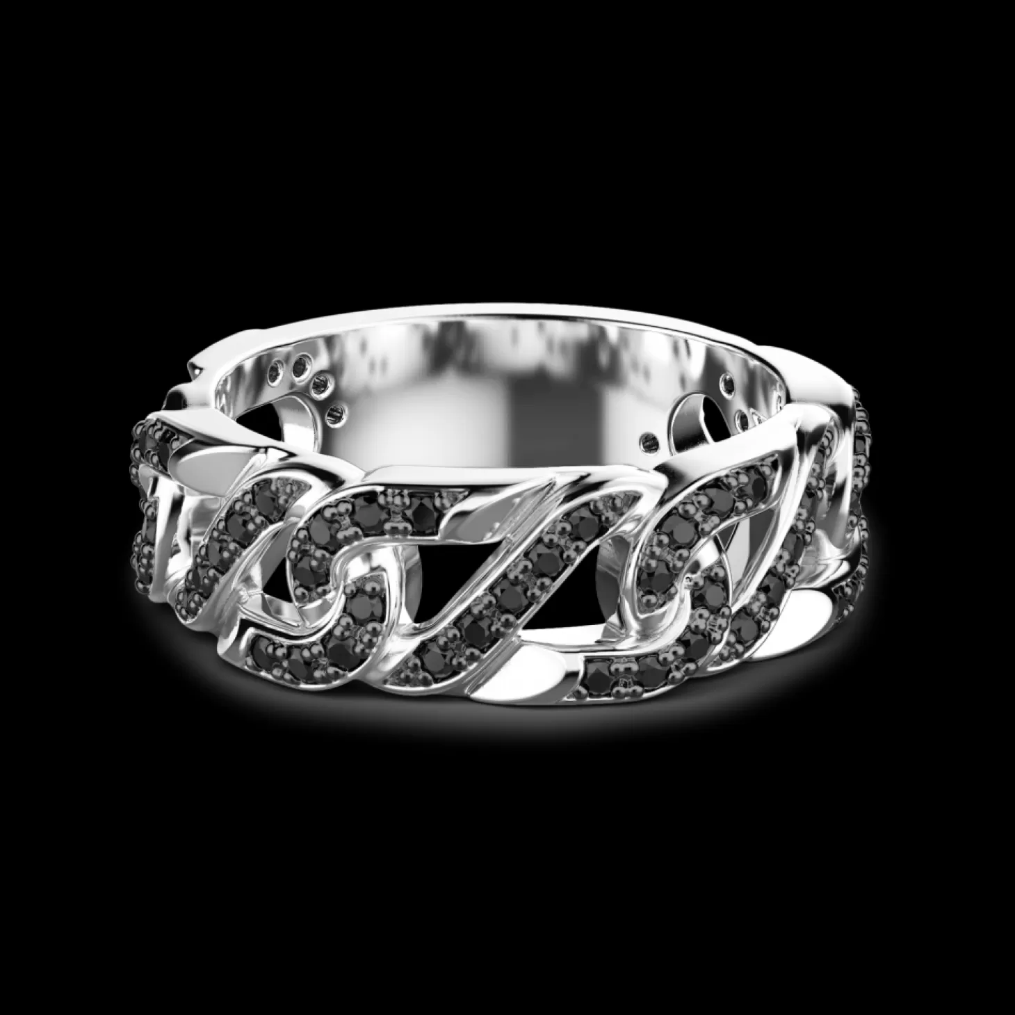 Zancan Gioielli Anello Zancan In Argento A Fede Con Pietre Nere.> Anelli