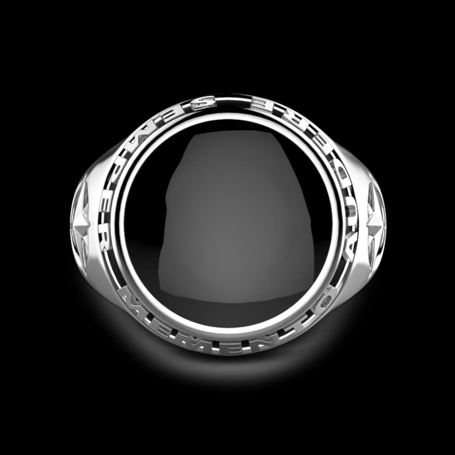 Zancan Gioielli Anello Zancan In Argento Con Onice Nera E Scritta In Latino.> Anelli