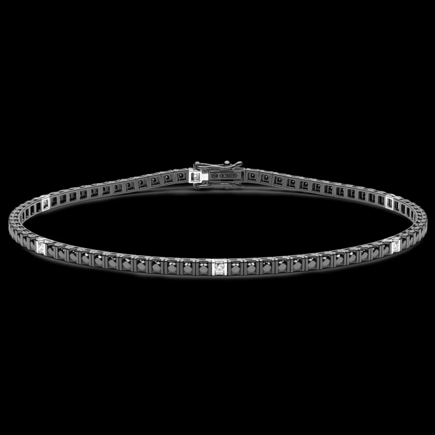 Zancan Gioielli Bracciale Tennis Zancan In Oro 18Kt Con Diamanti Neri E Bianchi.> Bracciali