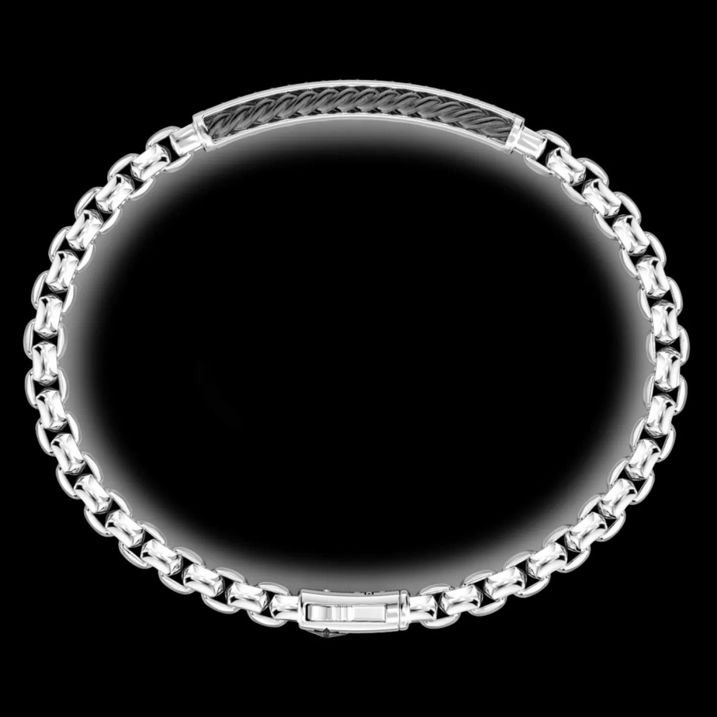 Zancan Gioielli Bracciale Zancan A Maglia Venezia In Argento Con Targa E Pietre Nere.> Bracciali