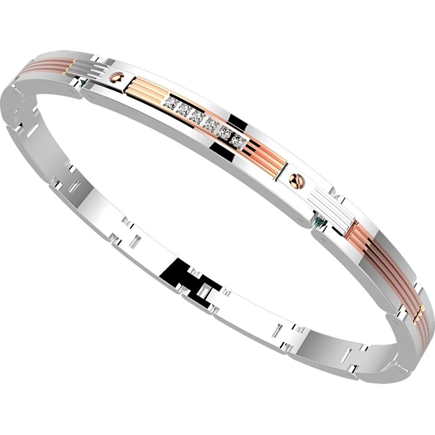 Zancan Gioielli Bracciale Zancan In Acciaio Con Zaffiri Bianchi.> Bracciali