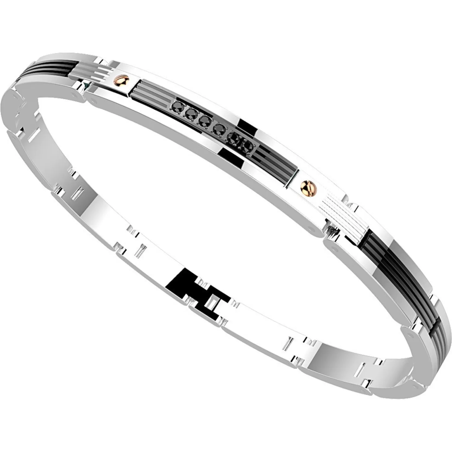 Zancan Gioielli Bracciale Zancan In Acciaio E Pietre Nere.> Bracciali