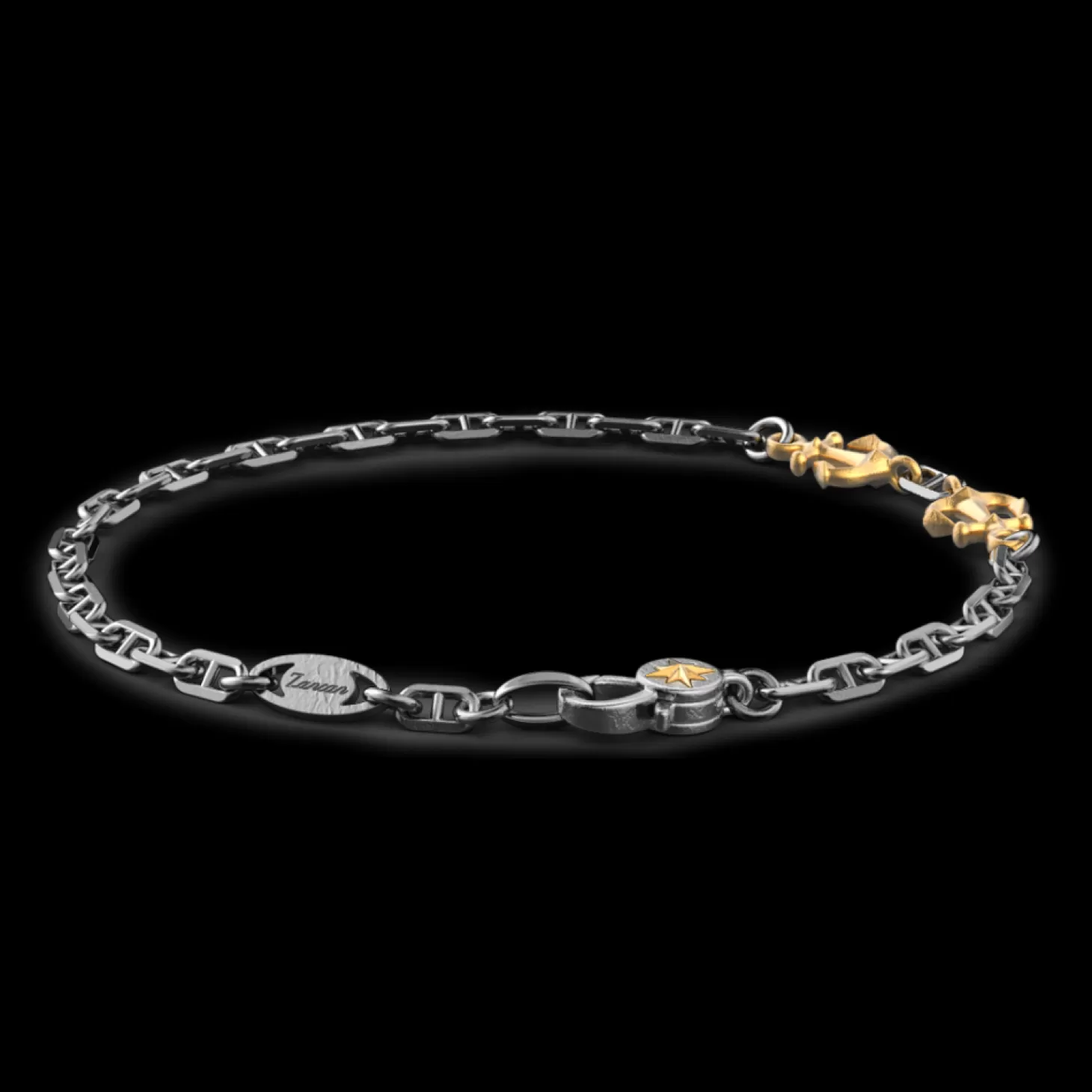 Zancan Gioielli Bracciale Zancan In Argento Brunito Con Ancora.> Bracciali