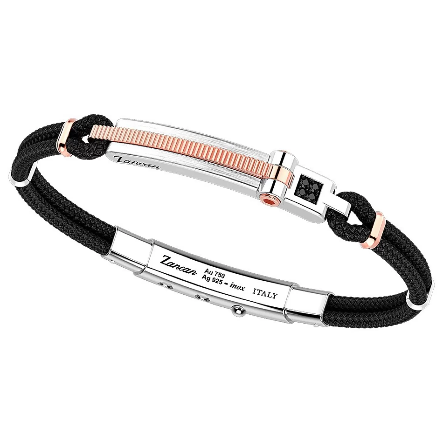 Zancan Gioielli Bracciale Zancan In Argento Con Inserti In Oro 18K E Kevlar.> Bracciali