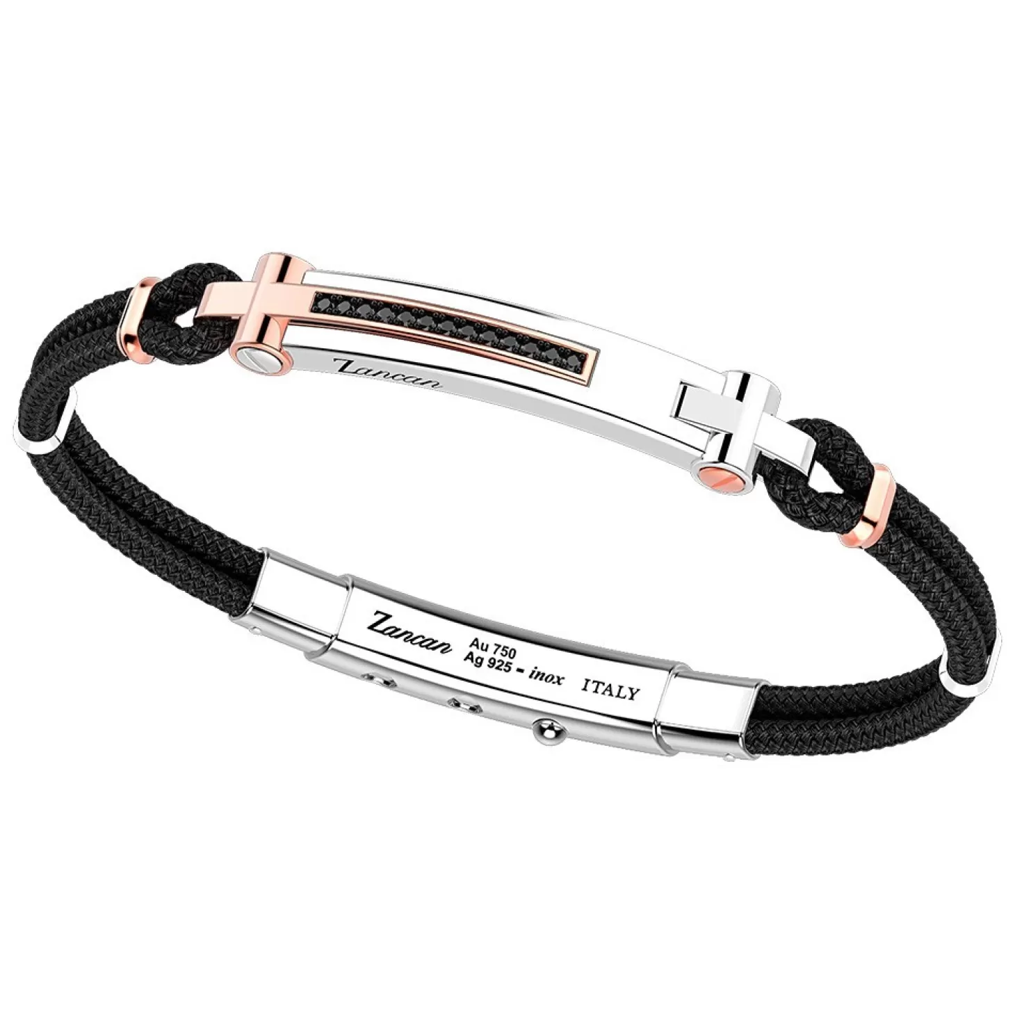 Zancan Gioielli Bracciale Zancan In Argento Con Inserti In Oro 18K, Pietre E Kevlar.> Bracciali