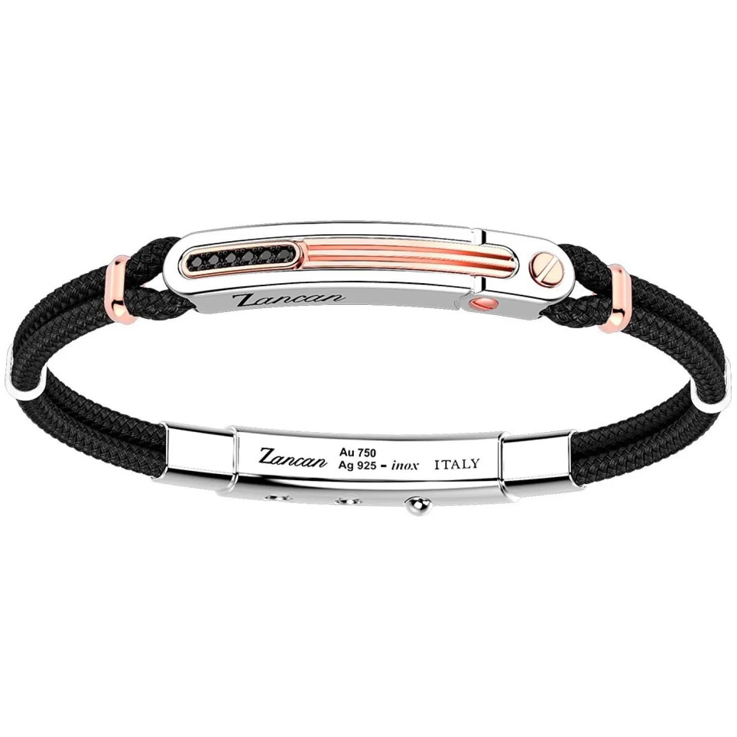 Zancan Gioielli Bracciale Zancan In Argento Con Inserti In Oro 18K, Pietre E Kevlar.> Bracciali