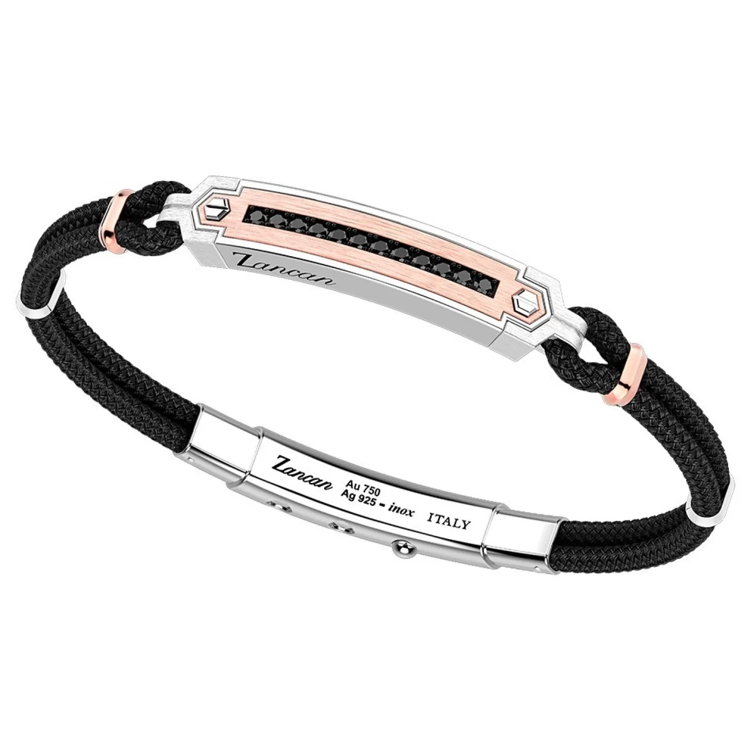 Zancan Gioielli Bracciale Zancan In Argento Con Inserti In Oro 18K, Pietre E Kevlar.> Bracciali