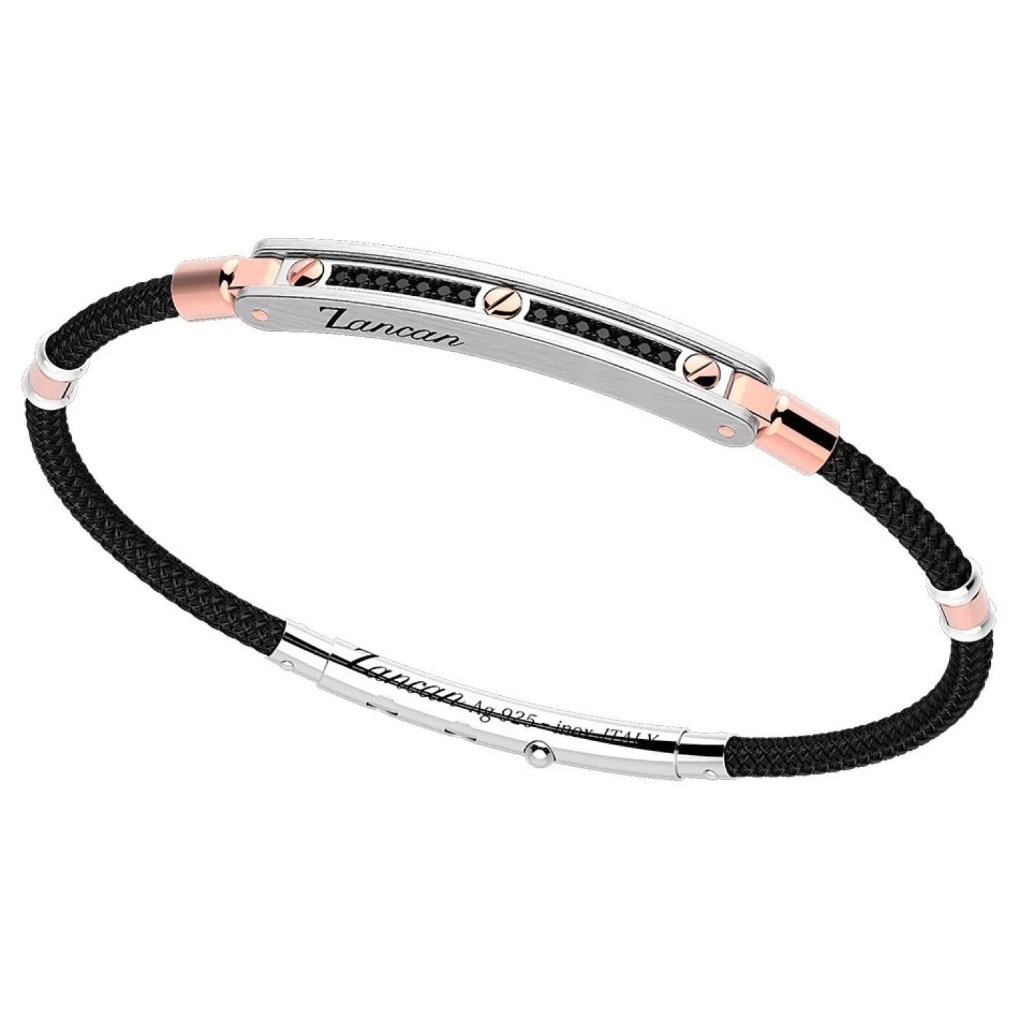 Zancan Gioielli Bracciale Zancan In Argento Con Inserti In Oro 18K, Pietre E Kevlar.> Bracciali