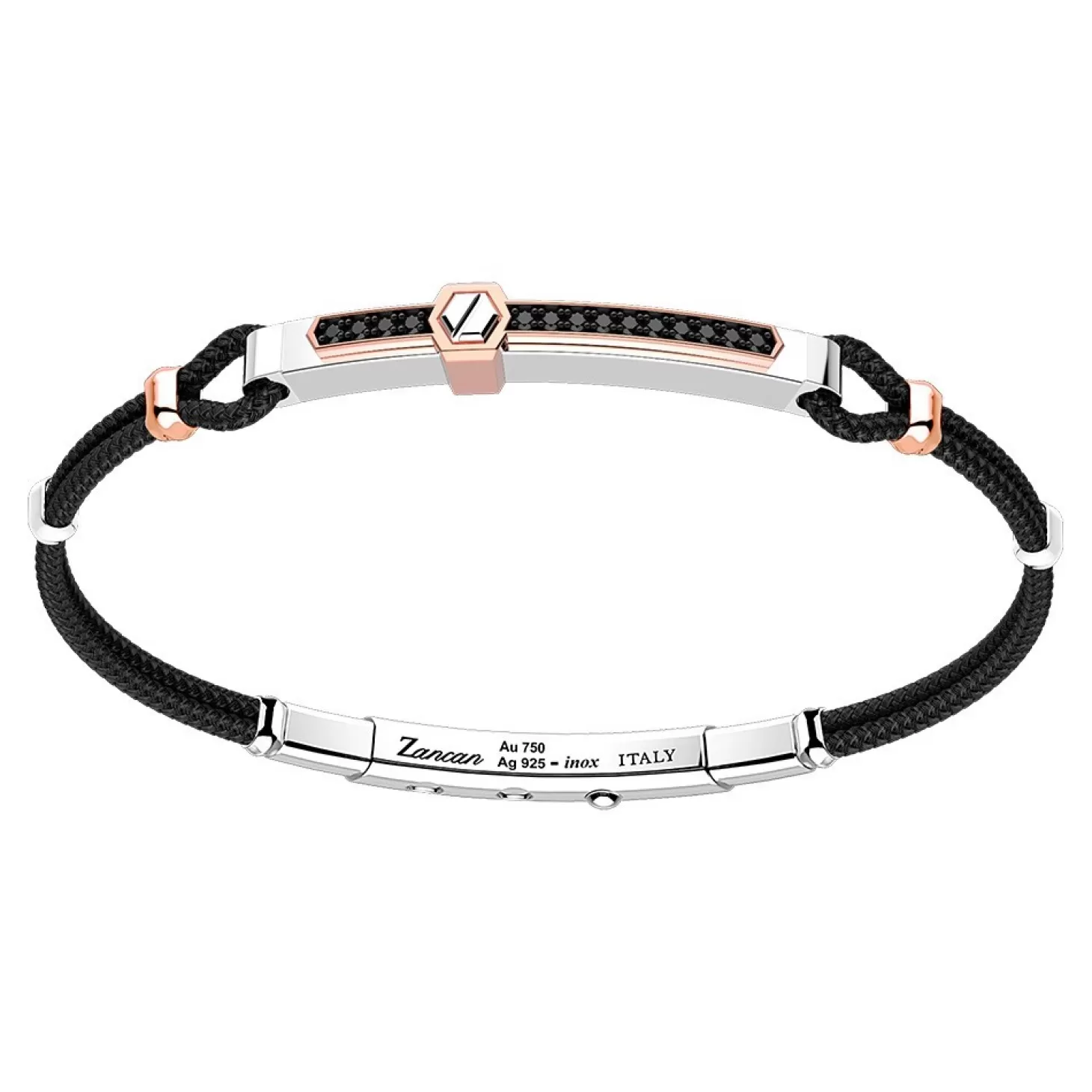 Zancan Gioielli Bracciale Zancan In Argento Con Inserti In Oro 18K, Pietre E Kevlar.> Bracciali