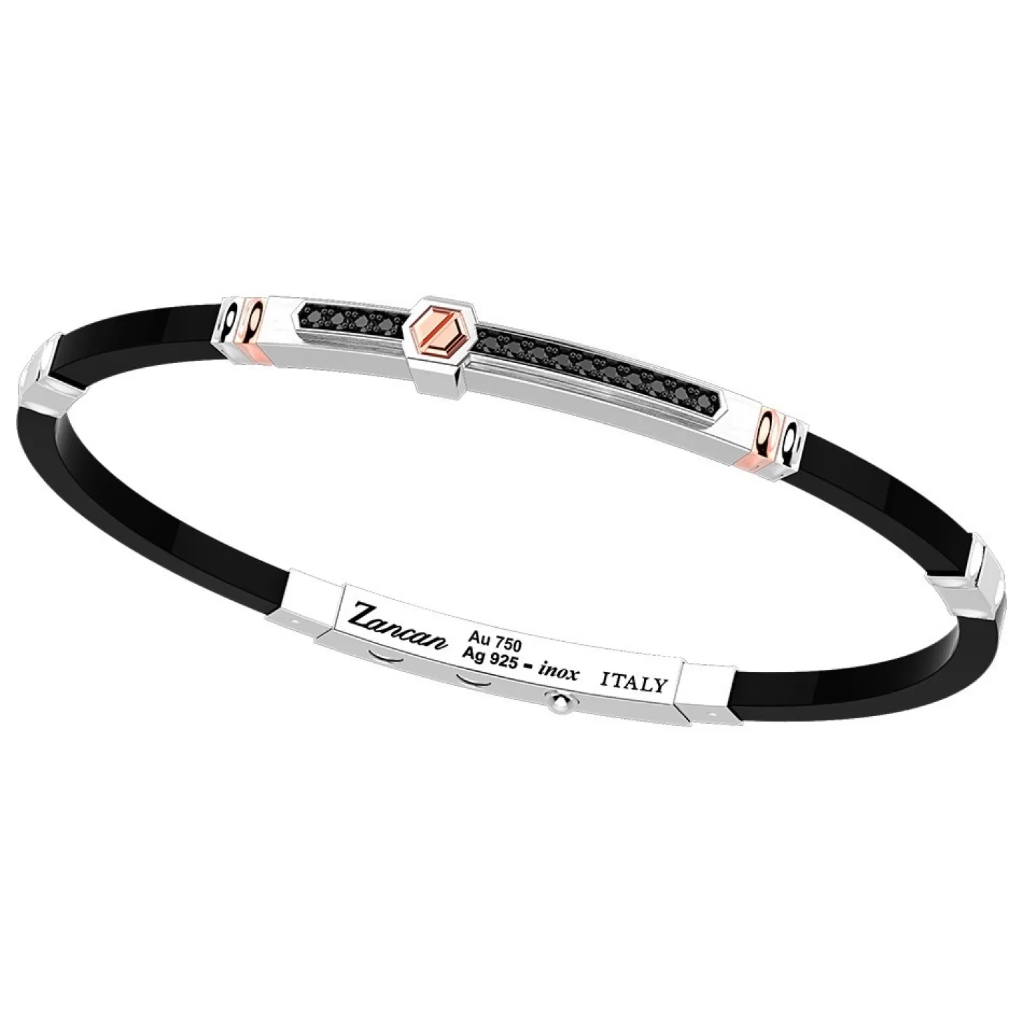 Zancan Gioielli Bracciale Zancan In Argento Con Inserti In Oro 18K, Pietre E Silicone.> Bracciali