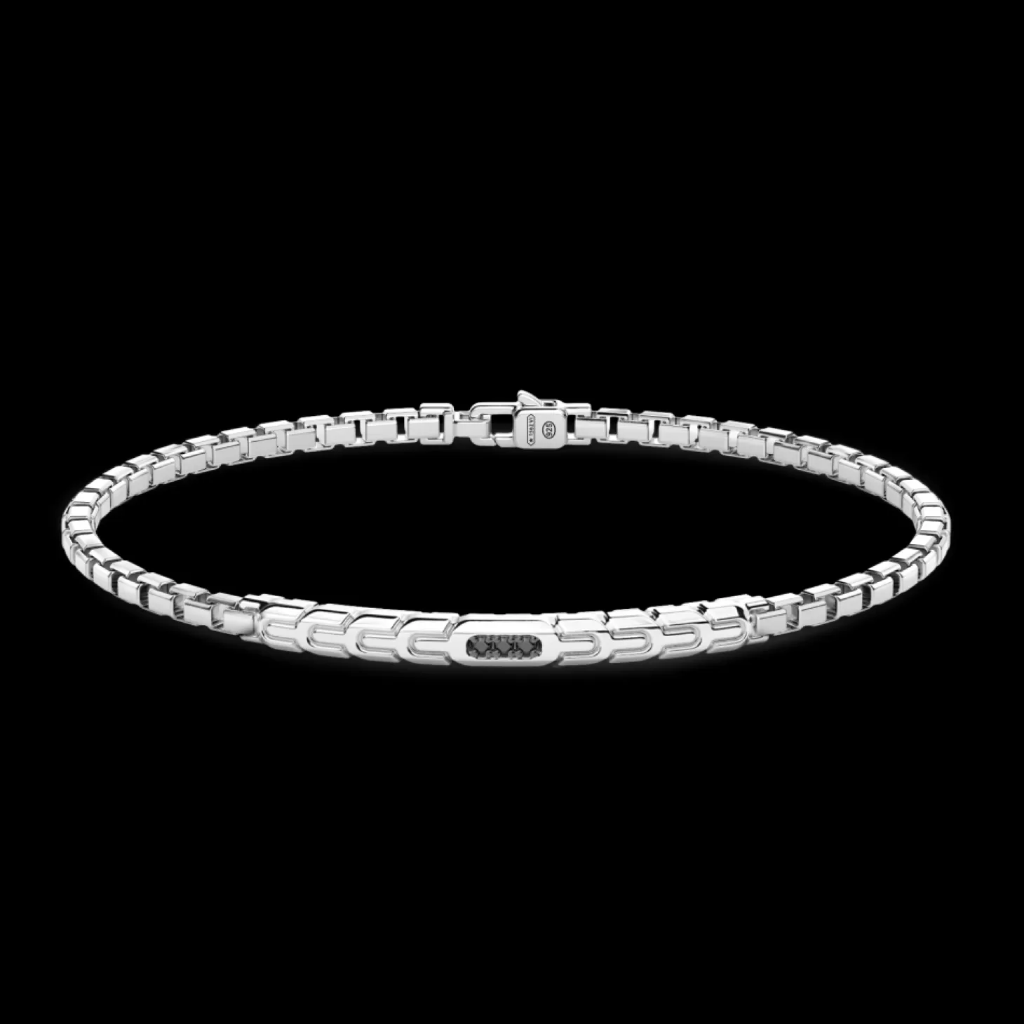 Zancan Gioielli Bracciale Zancan In Argento Con Targa E Pietre Nere.> Bracciali
