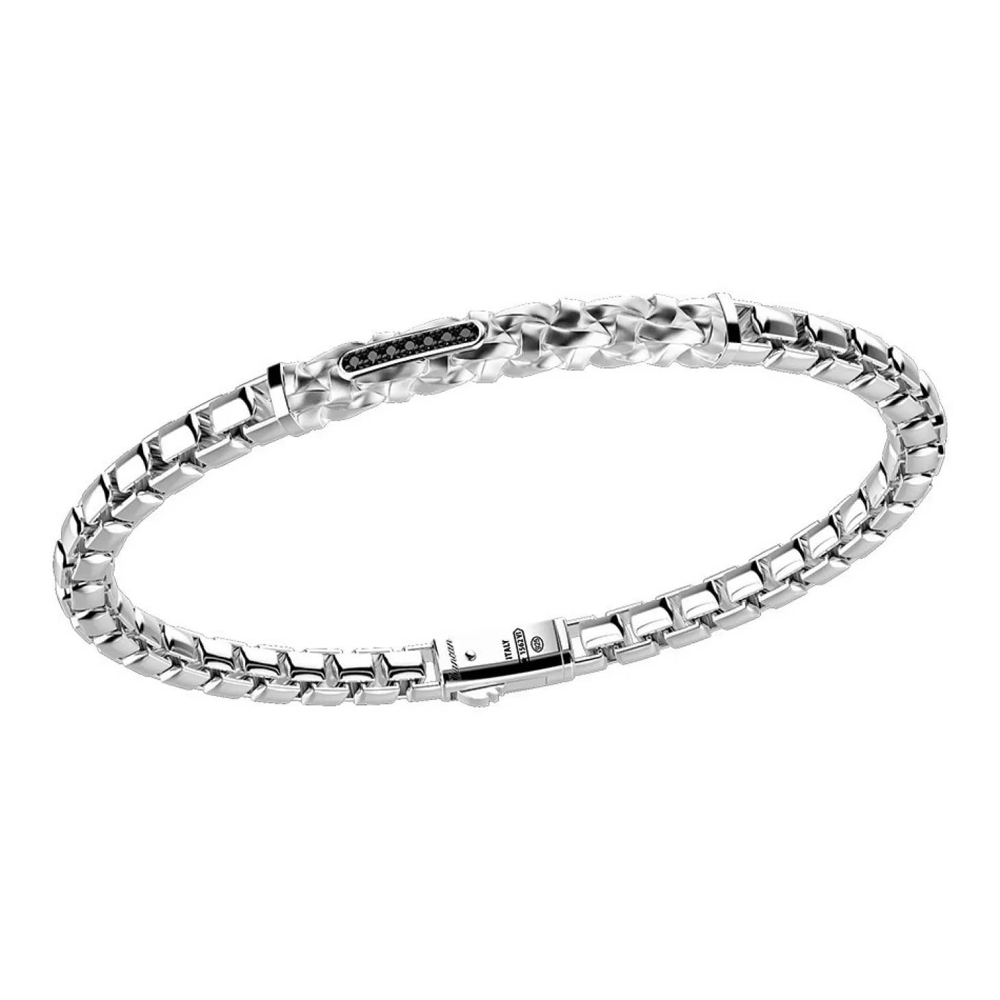 Zancan Gioielli Bracciale Zancan In Argento Con Targa E Pietre Nere.> Bracciali