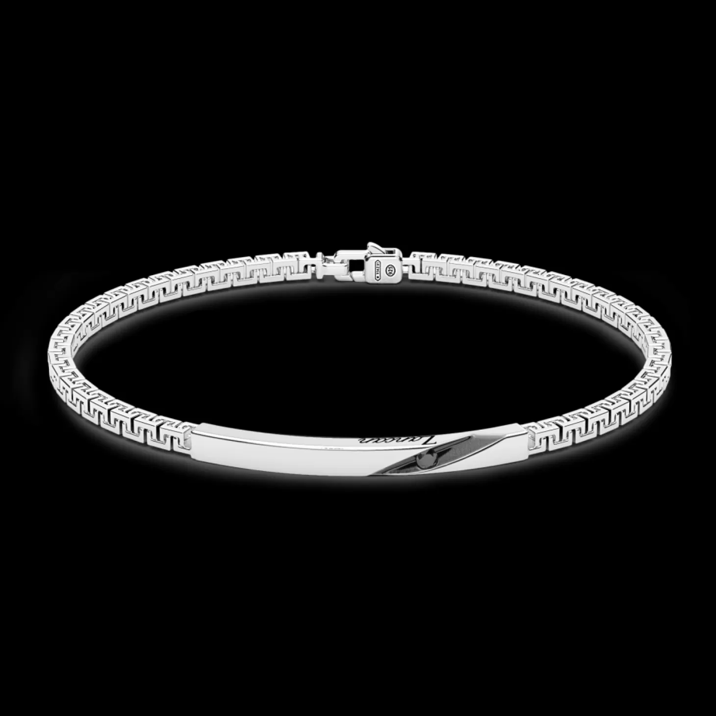 Zancan Gioielli Bracciale Zancan In Argento Con Targa E Pietre Nere.> Bracciali