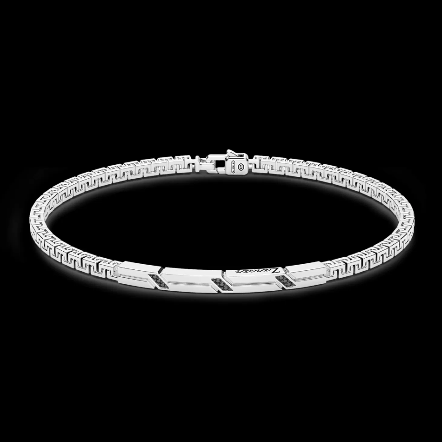 Zancan Gioielli Bracciale Zancan In Argento Con Targa E Pietre Nere.> Bracciali