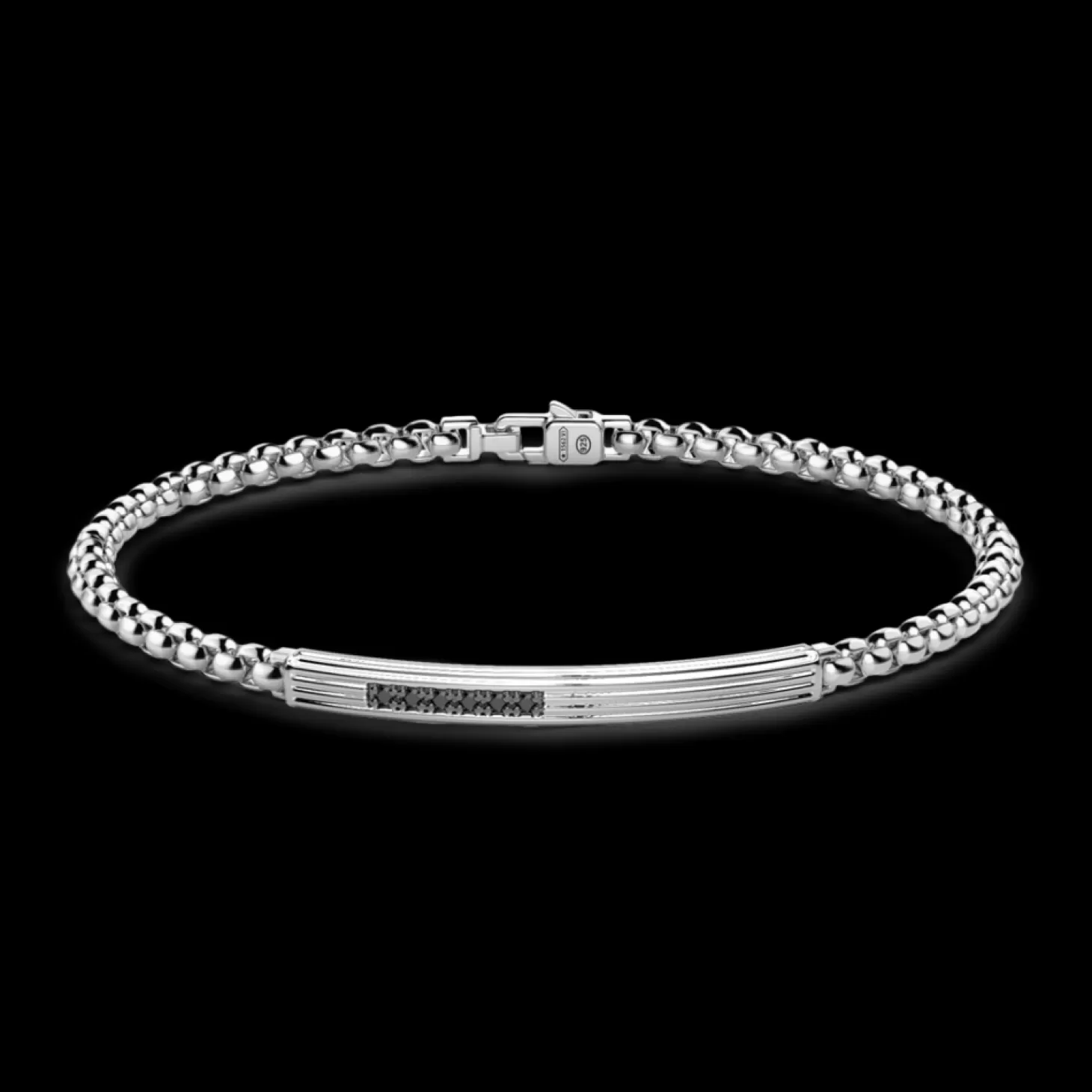 Zancan Gioielli Bracciale Zancan In Argento Con Targa E Pietre Nere.> Bracciali