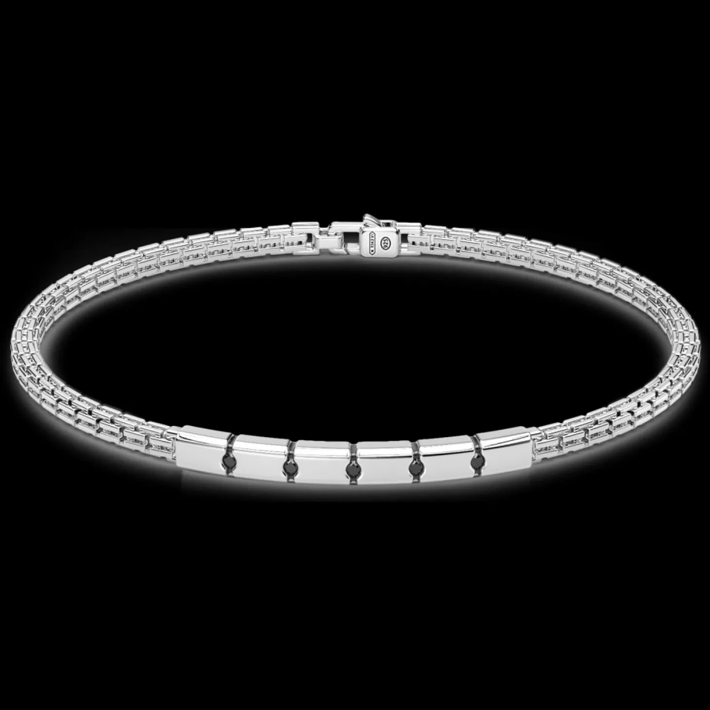 Zancan Gioielli Bracciale Zancan In Argento Con Targa E Pietre Nere.> Bracciali
