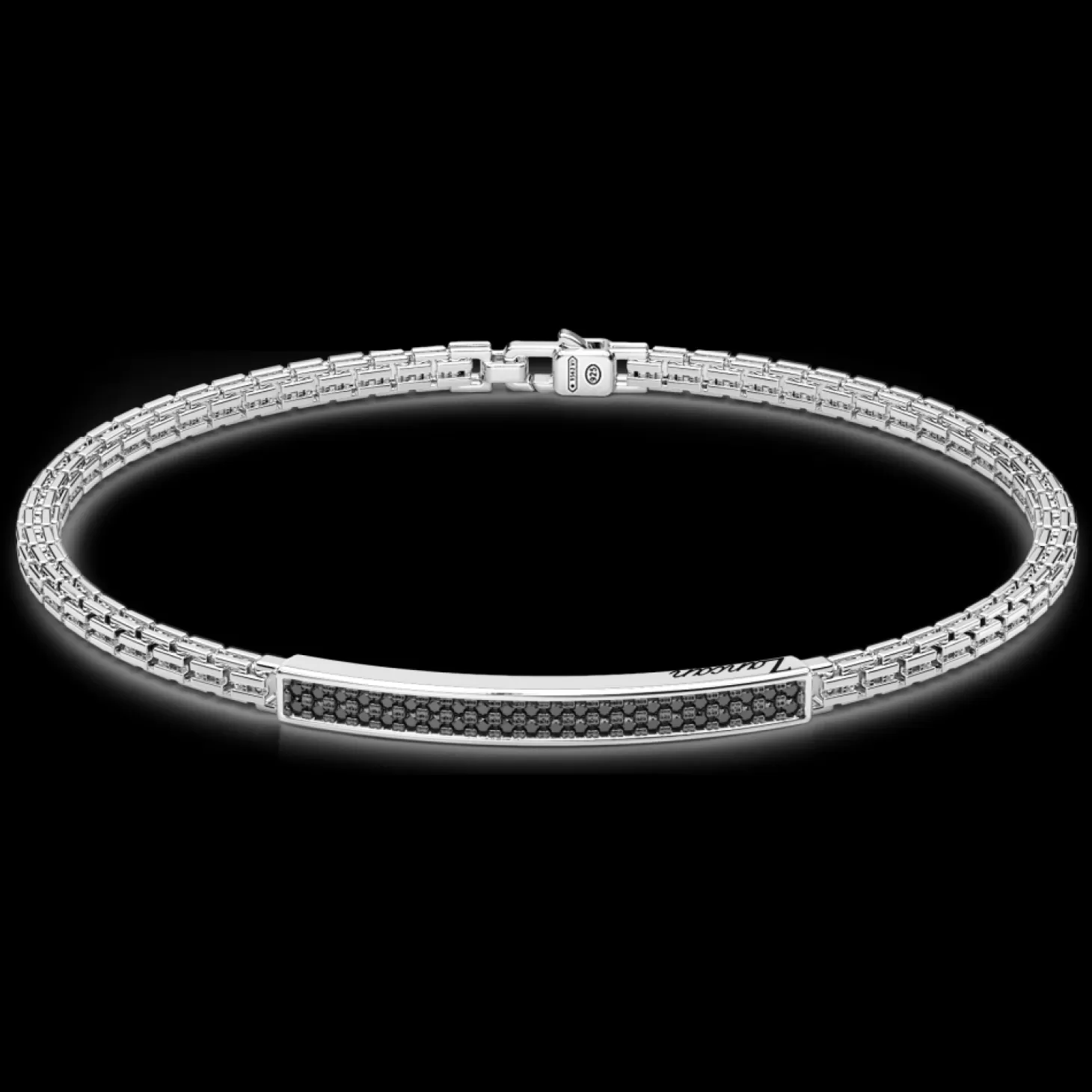 Zancan Gioielli Bracciale Zancan In Argento Con Targa E Pietre Nere.> Bracciali