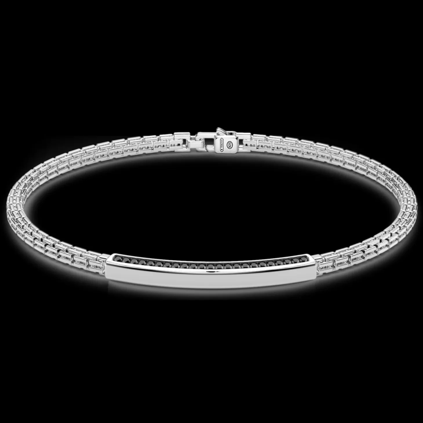Zancan Gioielli Bracciale Zancan In Argento Con Targa E Pietre Nere.> Bracciali
