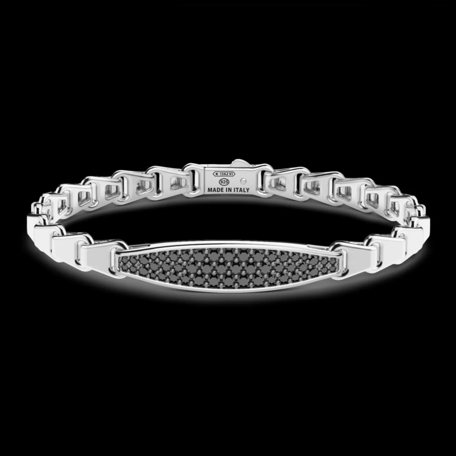 Zancan Gioielli Bracciale Zancan In Argento Con Targa E Pietre Nere.> Bracciali