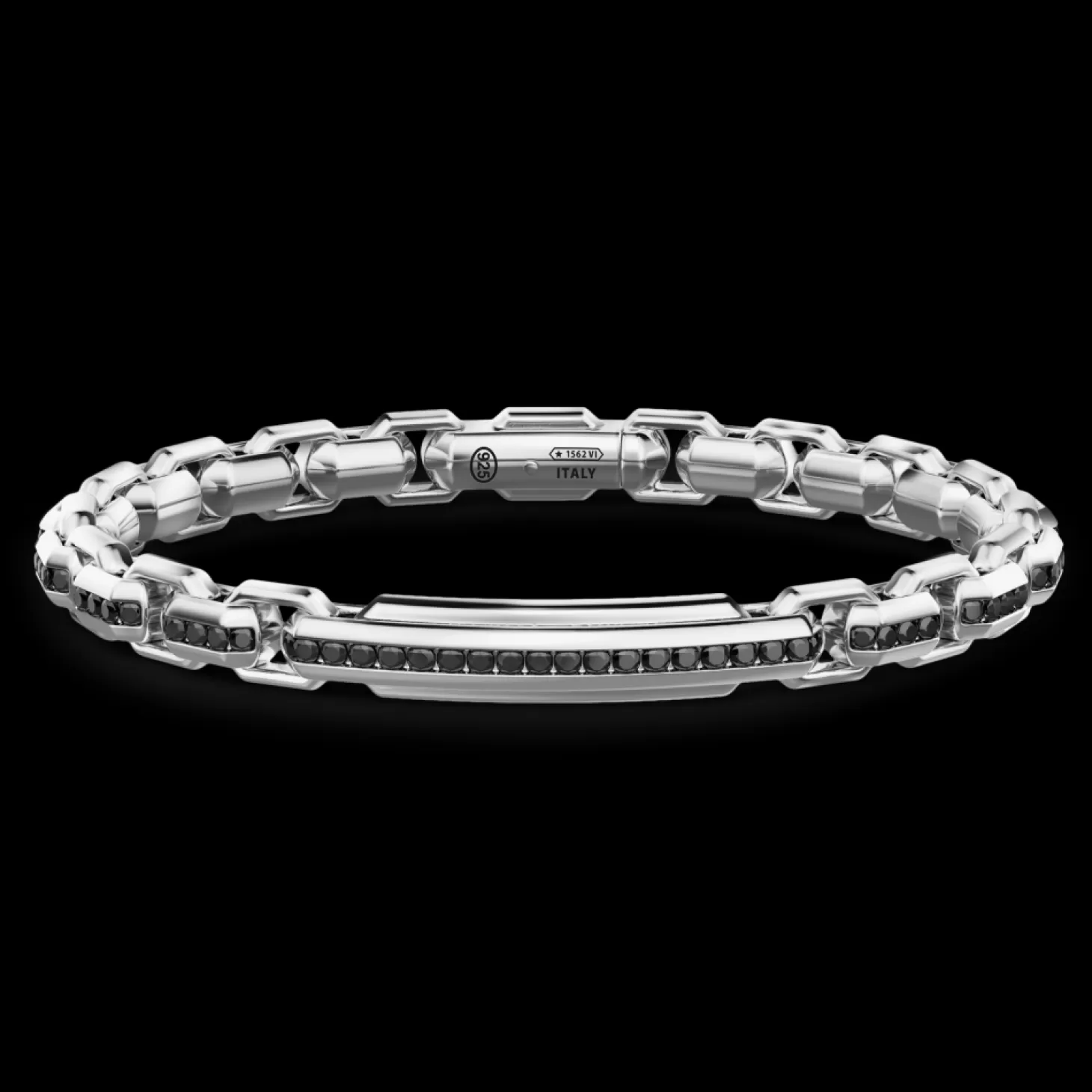 Zancan Gioielli Bracciale Zancan In Argento Con Targa E Pietre Nere.> Bracciali