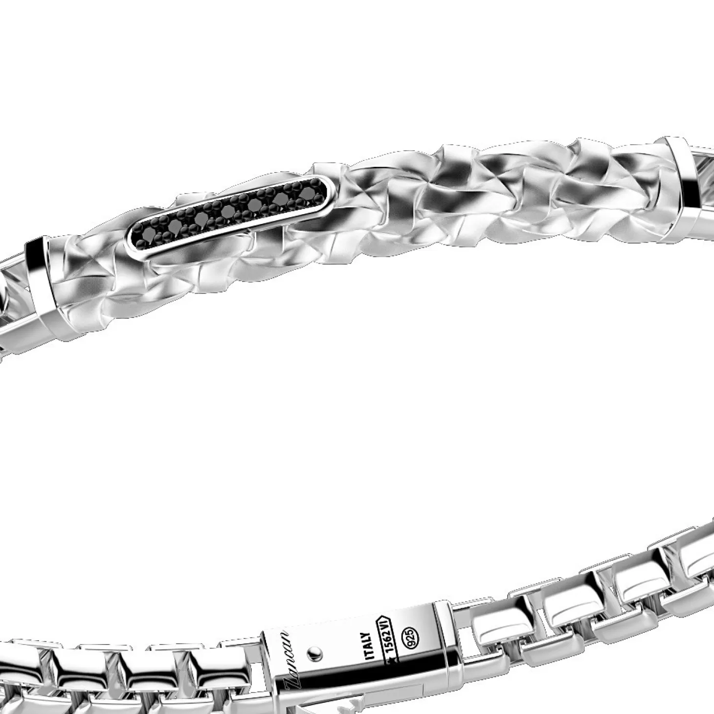 Zancan Gioielli Bracciale Zancan In Argento Con Targa E Pietre Nere.> Bracciali