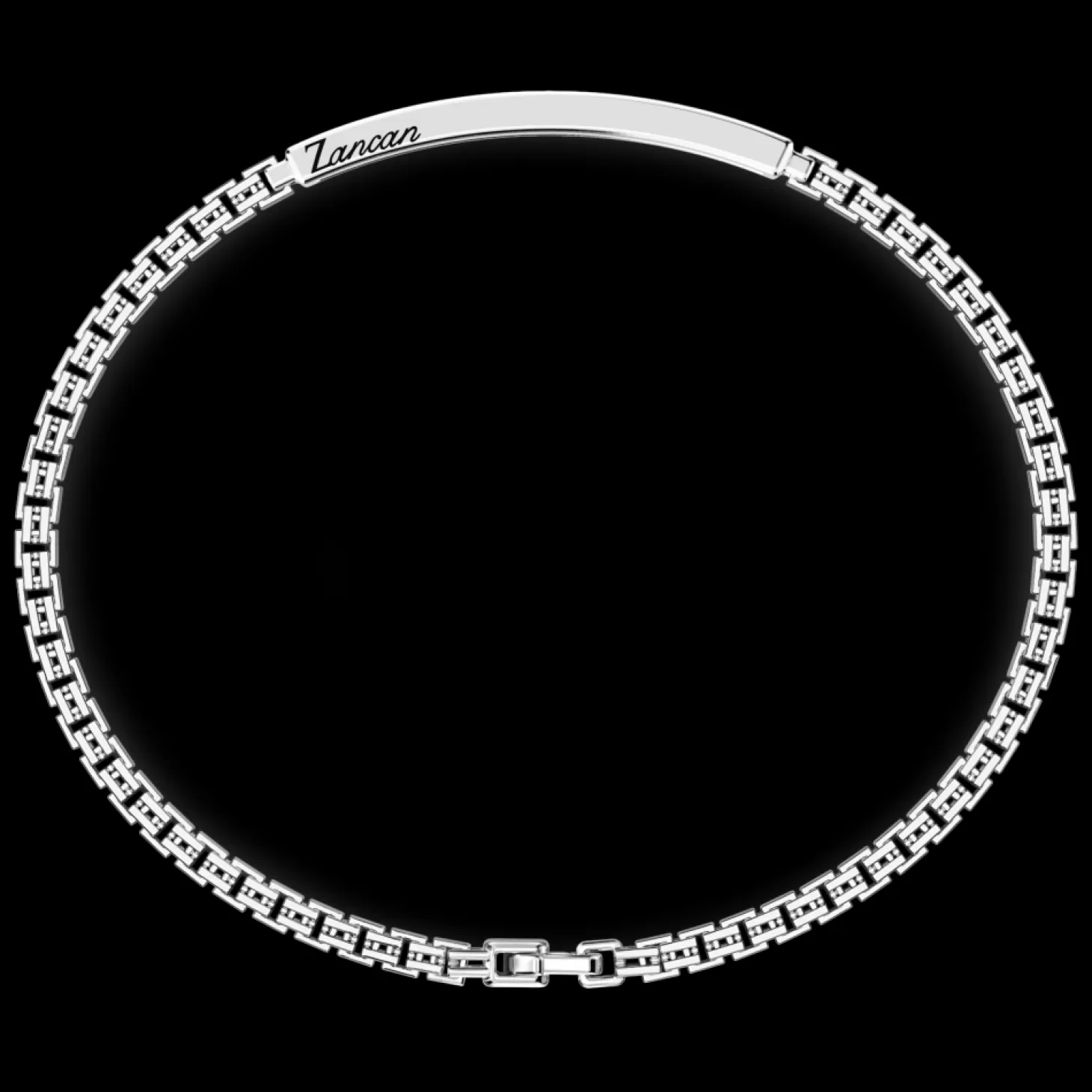 Zancan Gioielli Bracciale Zancan In Argento Con Targa E Pietre Nere.> Bracciali