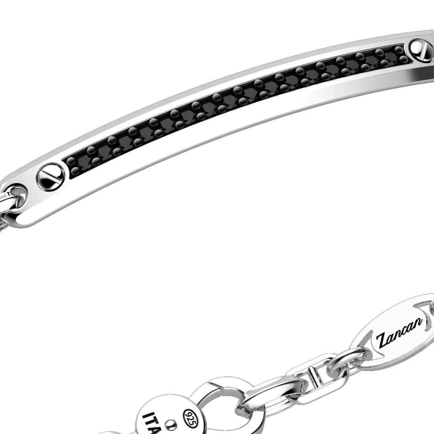 Zancan Gioielli Bracciale Zancan In Argento Con Targa E Pietre Nere.> Bracciali