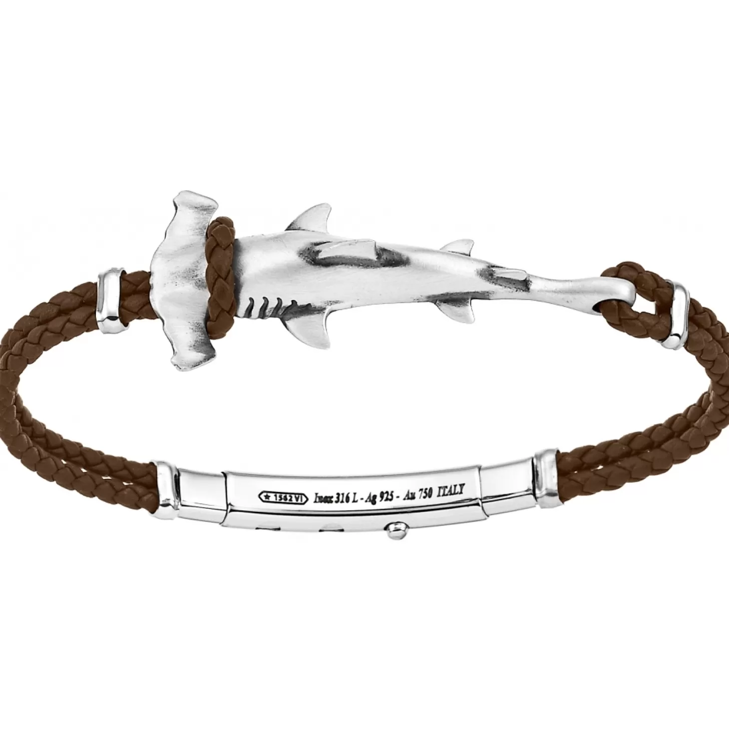 Zancan Gioielli Bracciale Zancan In Argento E Pelle Con Squalo.> Bracciali
