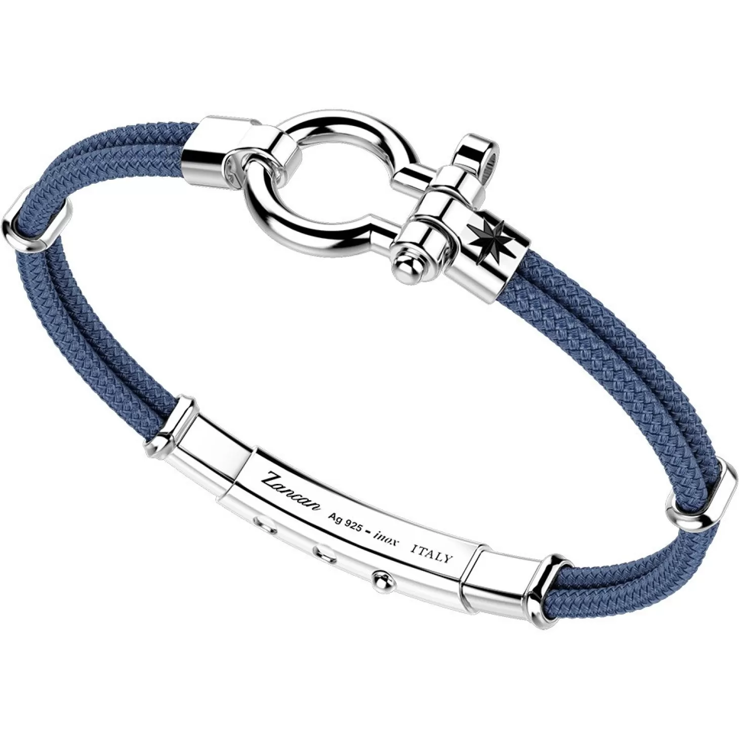 Zancan Gioielli Bracciale Zancan In Kevlare Con Grillo Nautico In Argento.> Bracciali