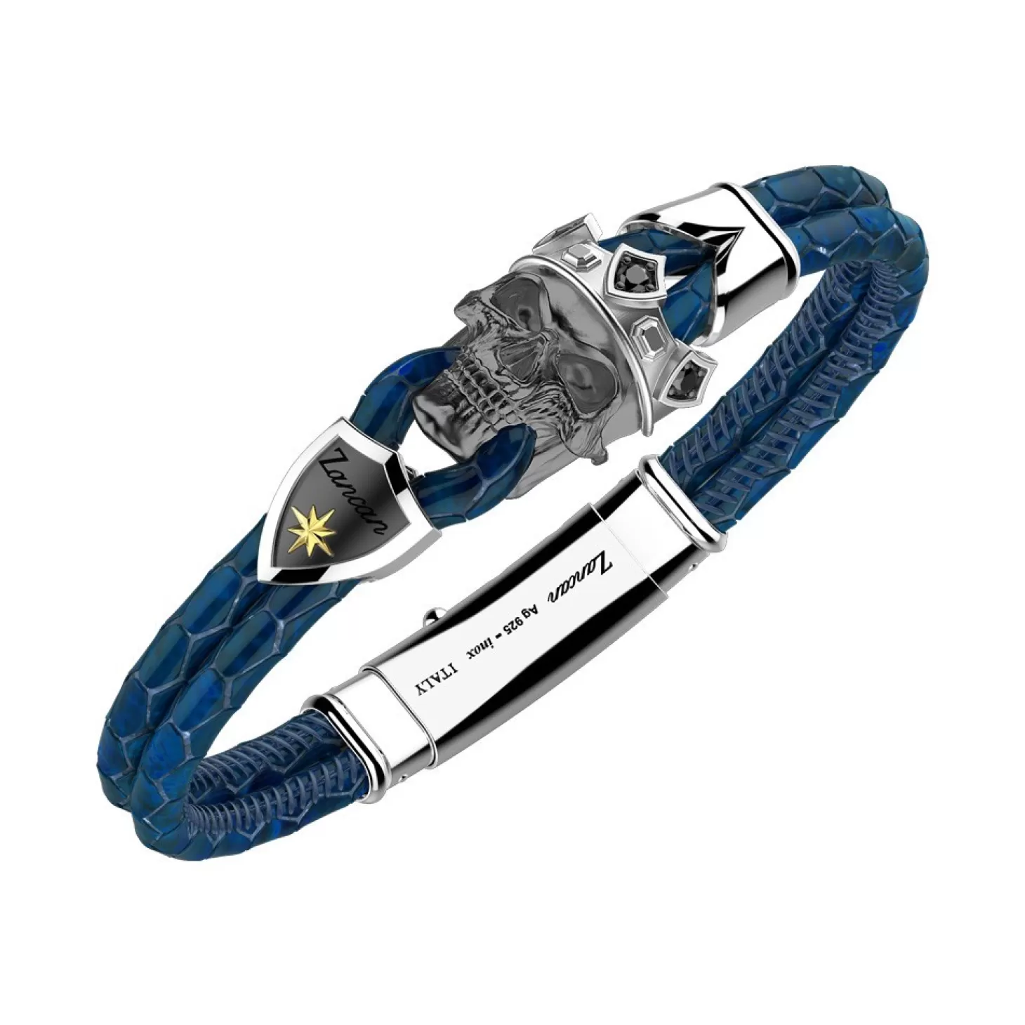 Zancan Gioielli Bracciale Zancan In Pelle Di Con Teschio Incoronato.> Bracciali