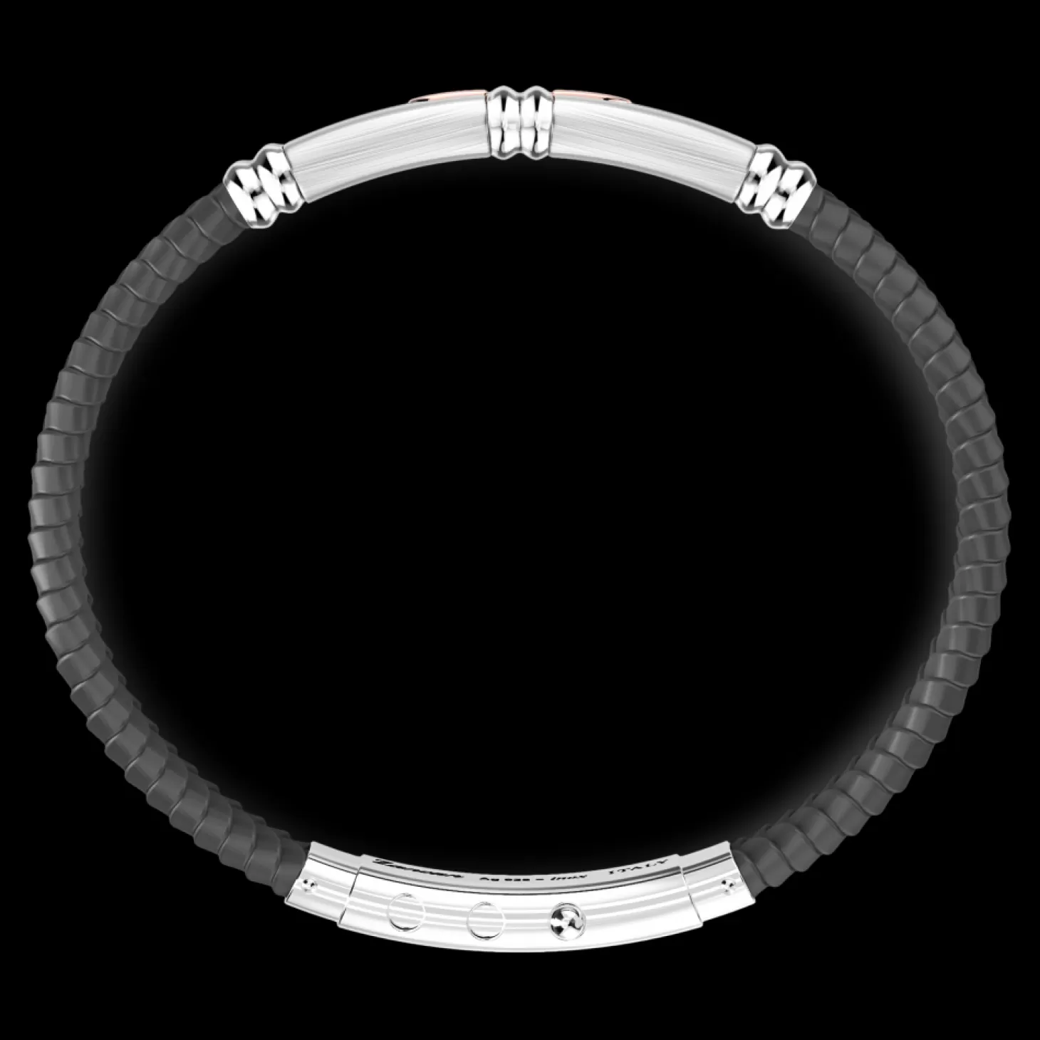 Zancan Gioielli Bracciale Zancan In Silicone Con Targa In Argento E Dettagli In Oro Rosa.> Bracciali
