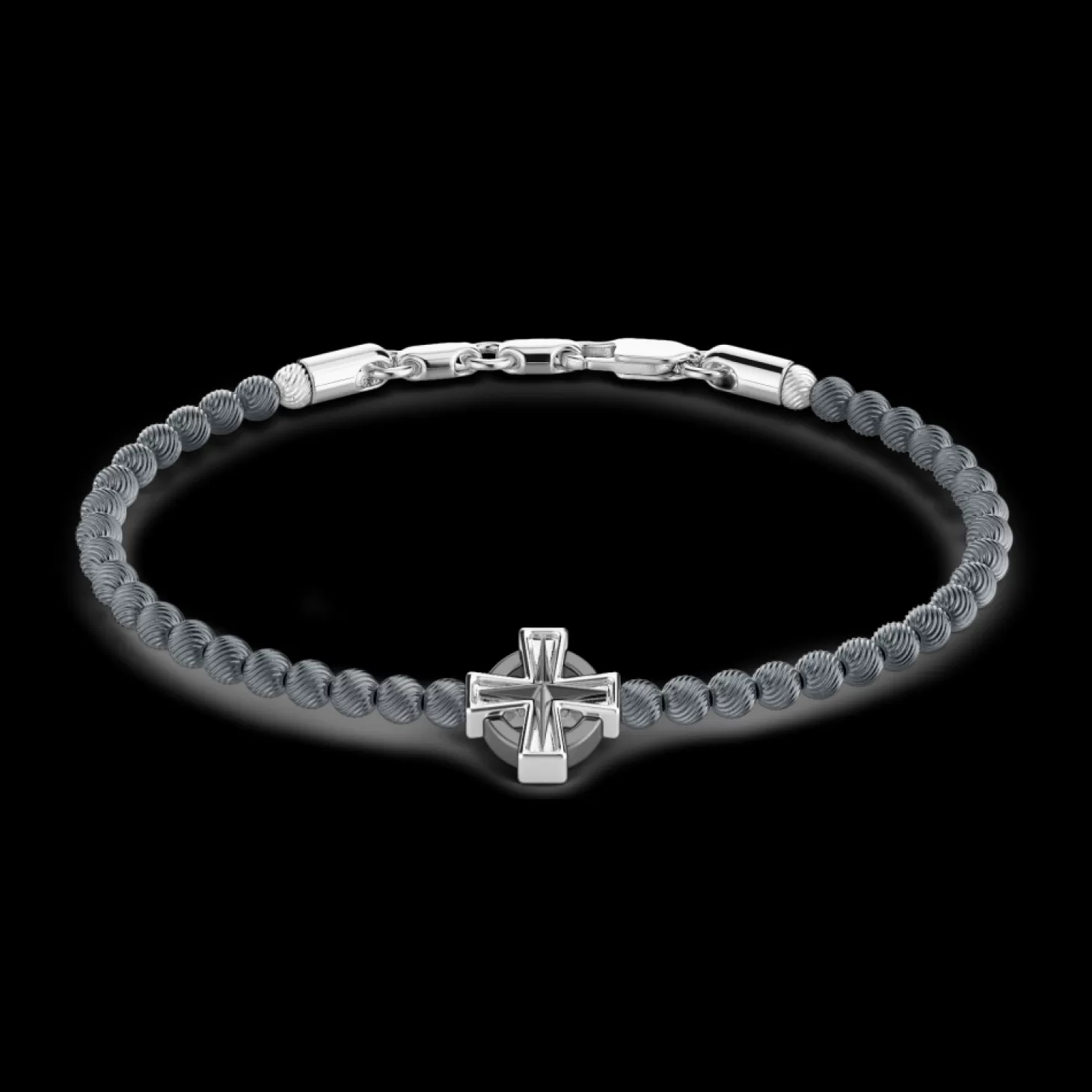 Zancan Gioielli Bracciale Zancan Morbido Con Sfere In Argento E Croce Greca.> Bracciali