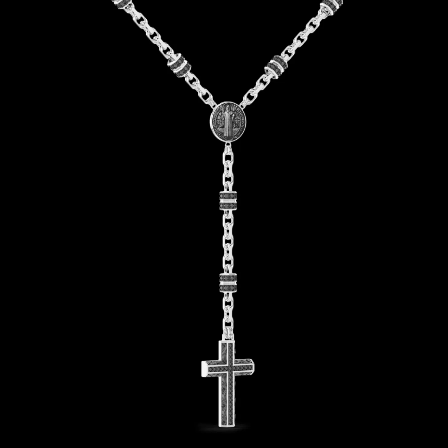 Zancan Gioielli Collana Rosario Zancan In Argento Con Pietre Nere.> Collane