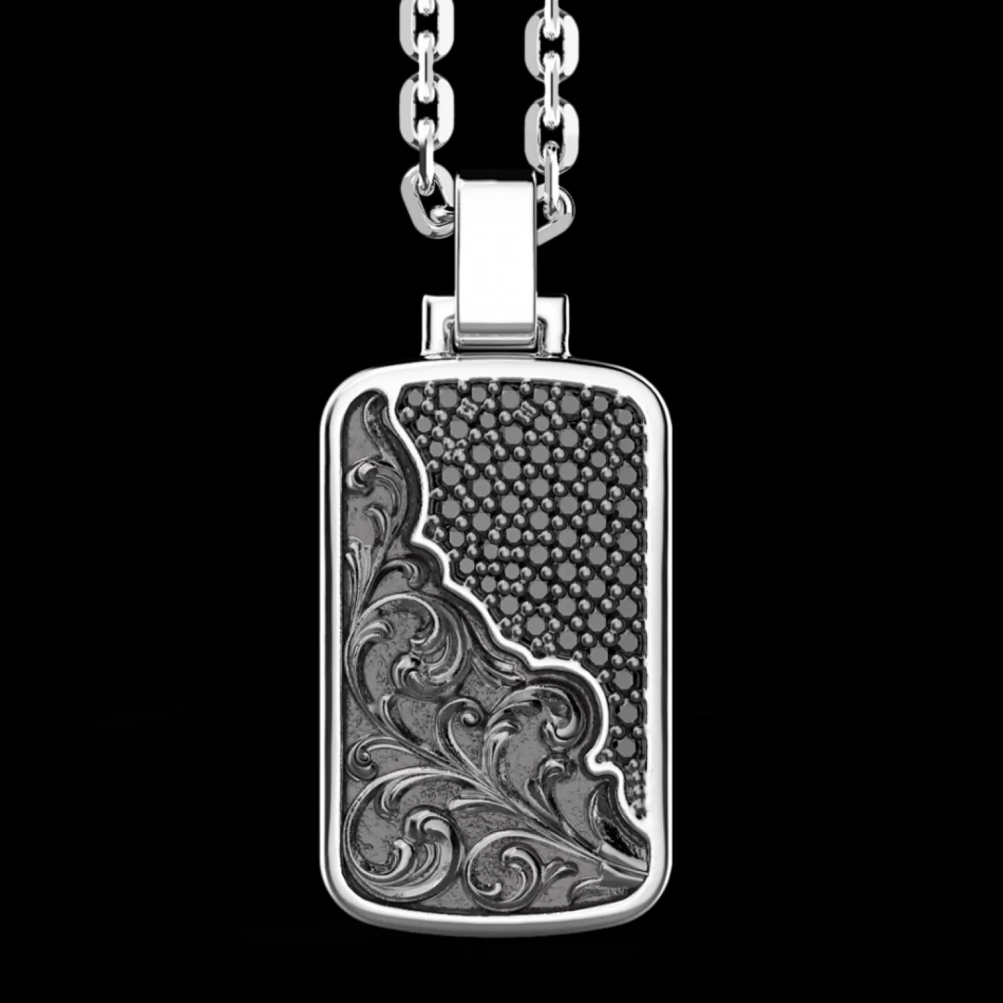 Zancan Gioielli Collana Zancan In Argento A Targa Con Pietre Nere.> Collane