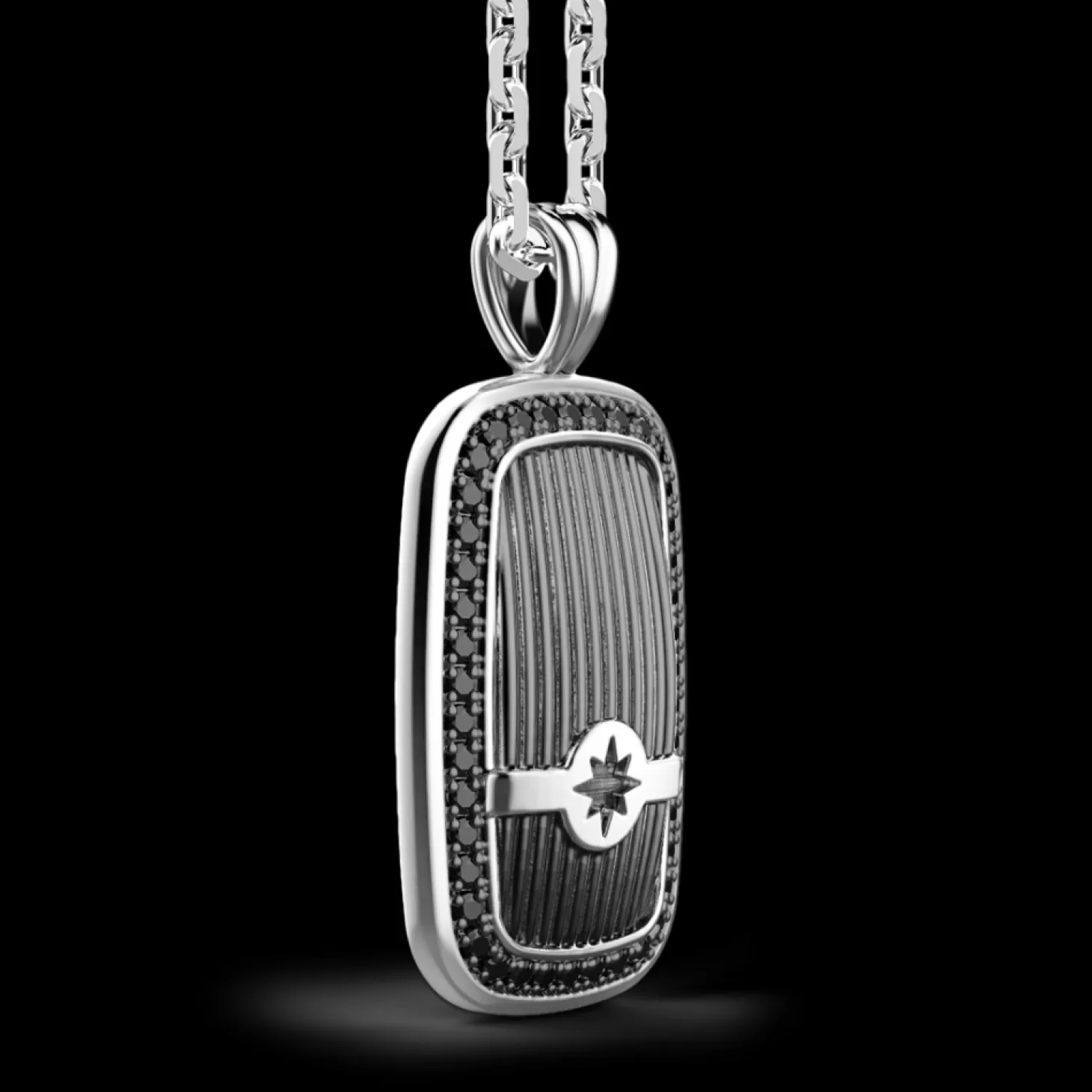 Zancan Gioielli Collana Zancan In Argento A Targa Con Pietre Nere.> Collane