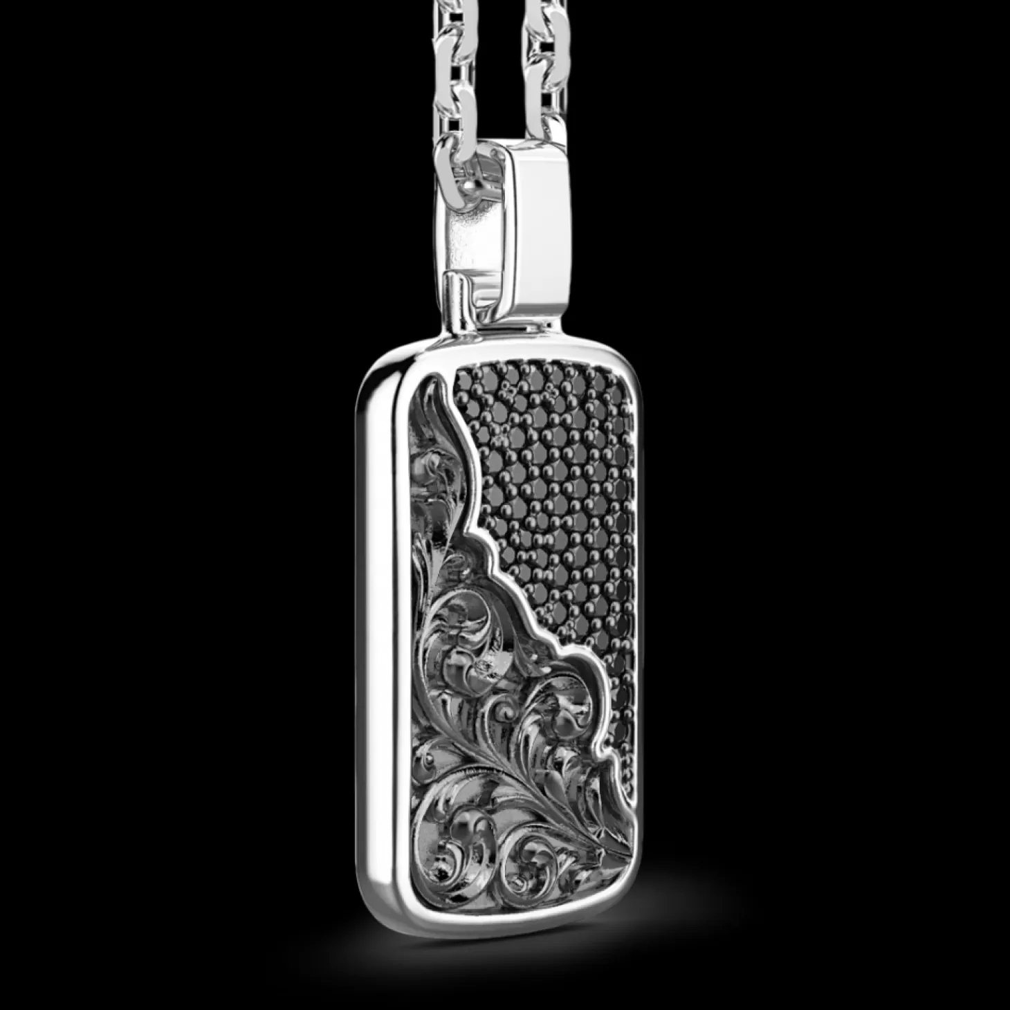 Zancan Gioielli Collana Zancan In Argento A Targa Con Pietre Nere.> Collane